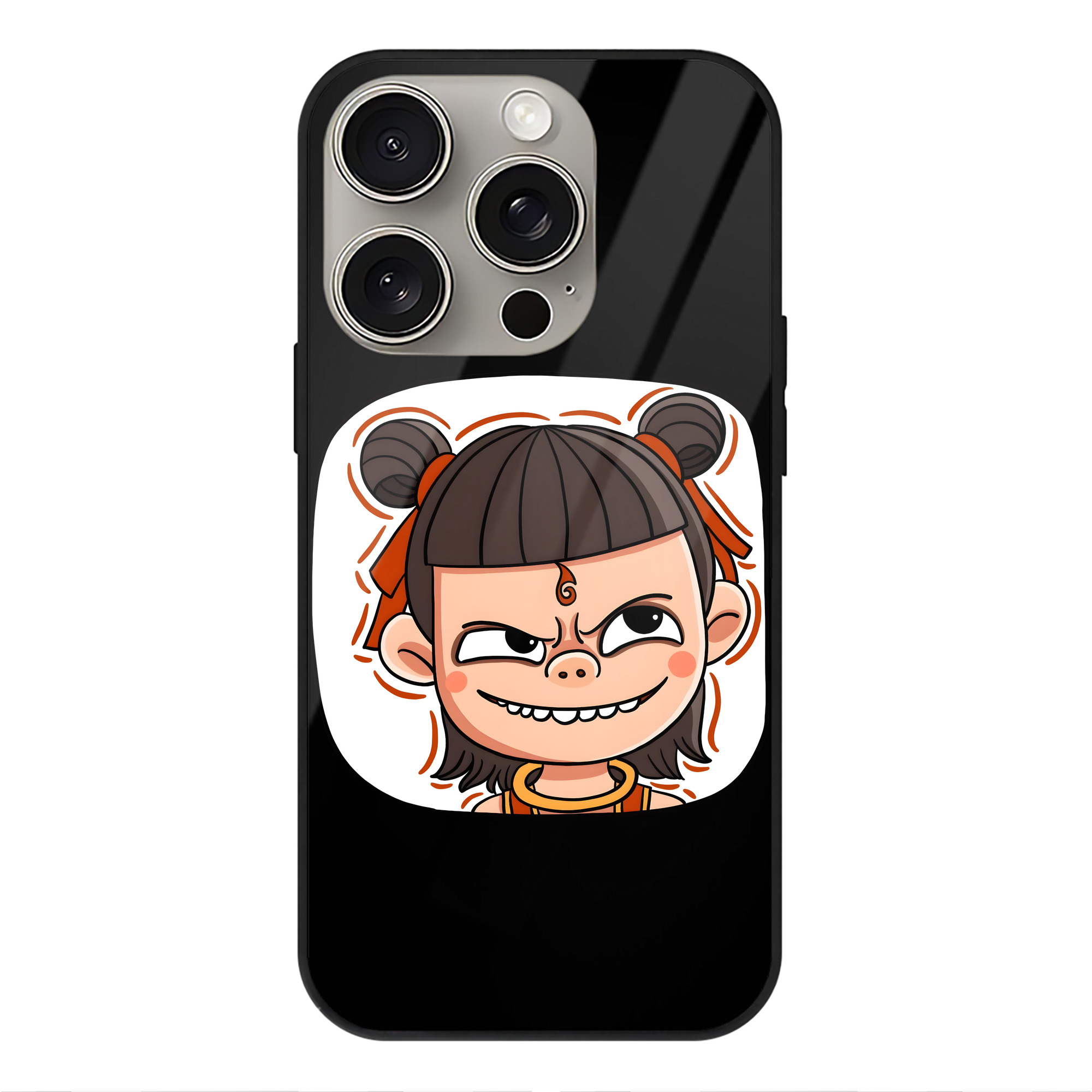（画像用） Ne Zha 2 ナタ 魔童の大暴れ 【iPhone15Pro対応】スマホケース 耐衝撃＆黄変防止 背面ガラス
