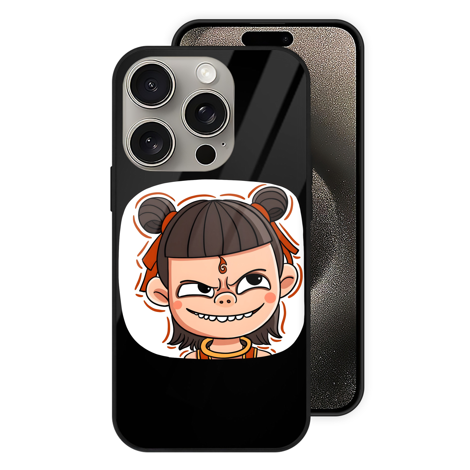 （画像用） Ne Zha 2 ナタ 魔童の大暴れ 【iPhone15Pro対応】スマホケース 耐衝撃＆黄変防止 背面ガラス