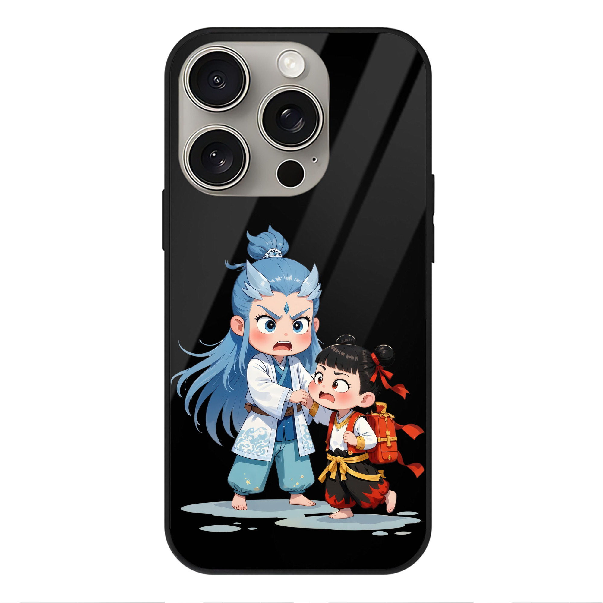 （画像用） Ne Zha 2 ナタ 魔童の大暴れ 【iPhone15Pro対応】スマホケース 耐衝撃＆黄変防止 背面ガラス