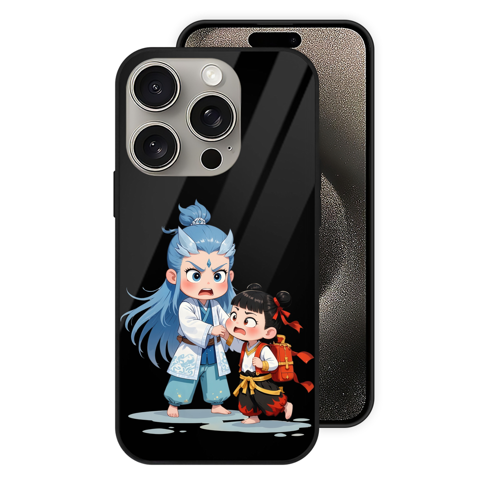 （画像用） Ne Zha 2 ナタ 魔童の大暴れ 【iPhone15Pro対応】スマホケース 耐衝撃＆黄変防止 背面ガラス