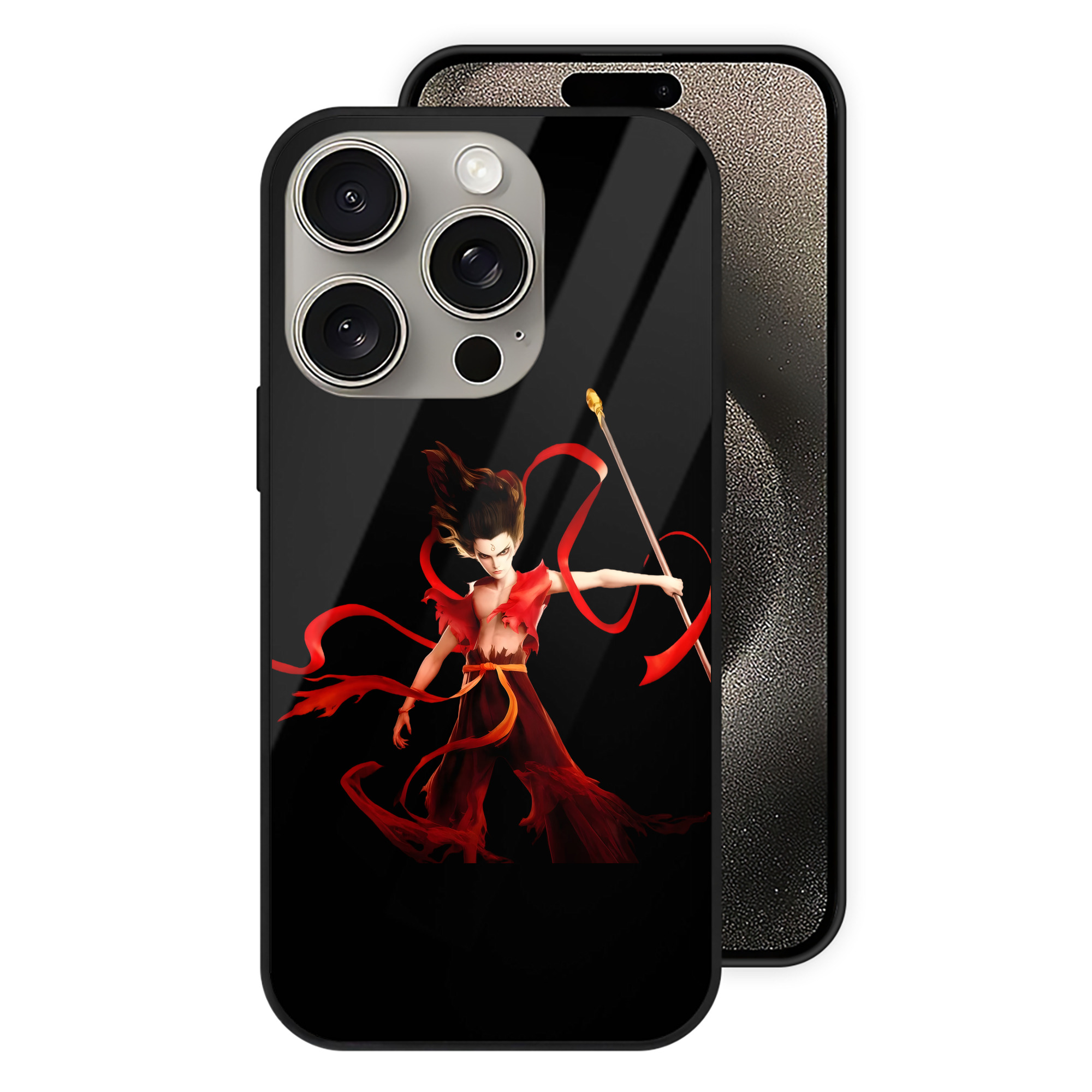 （画像用） Ne Zha 2 ナタ 魔童の大暴れ 【iPhone15Pro対応】スマホケース 耐衝撃＆黄変防止 背面ガラス