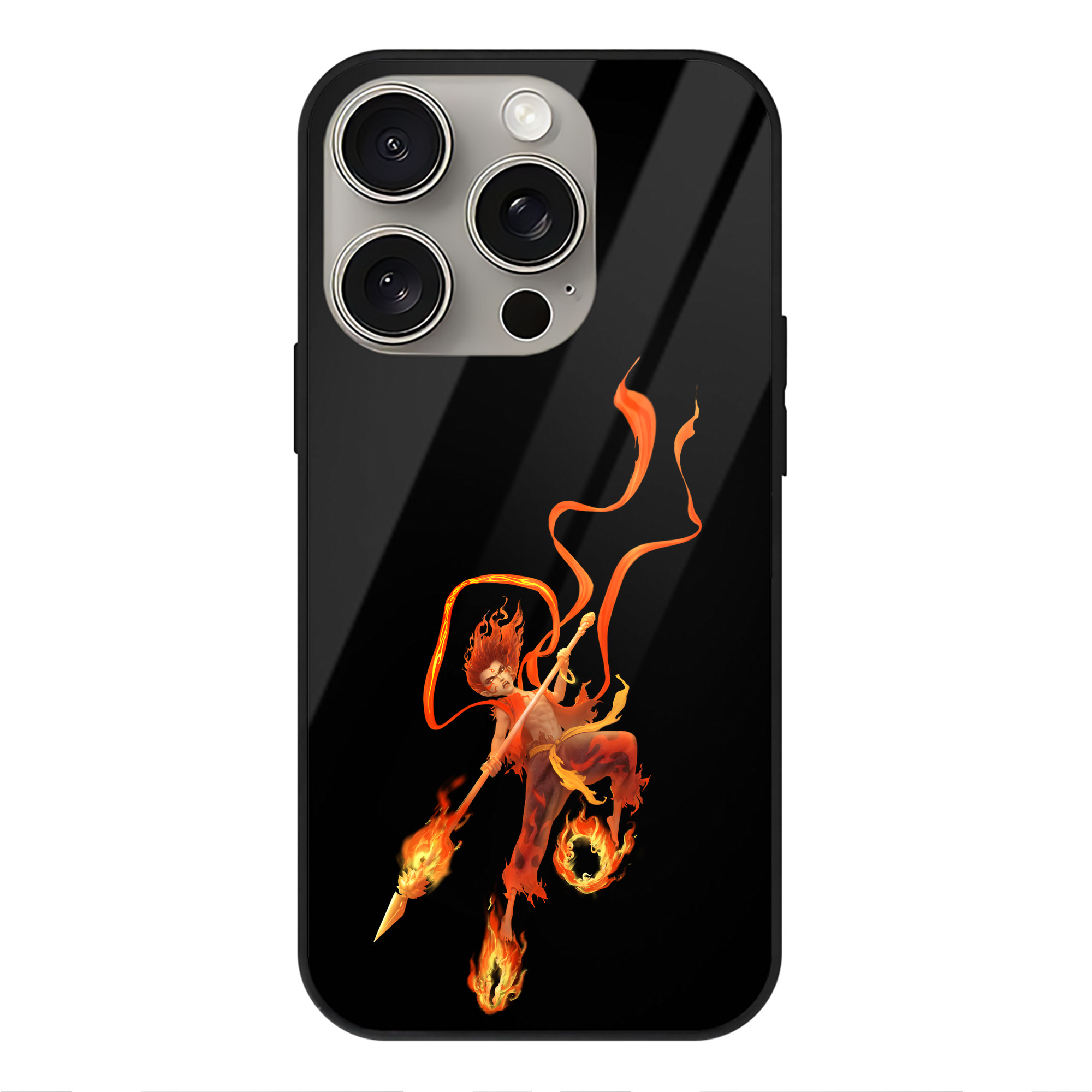 （画像用） Ne Zha 2 ナタ 魔童の大暴れ 【iPhone15Pro対応】スマホケース 耐衝撃＆黄変防止 背面ガラス