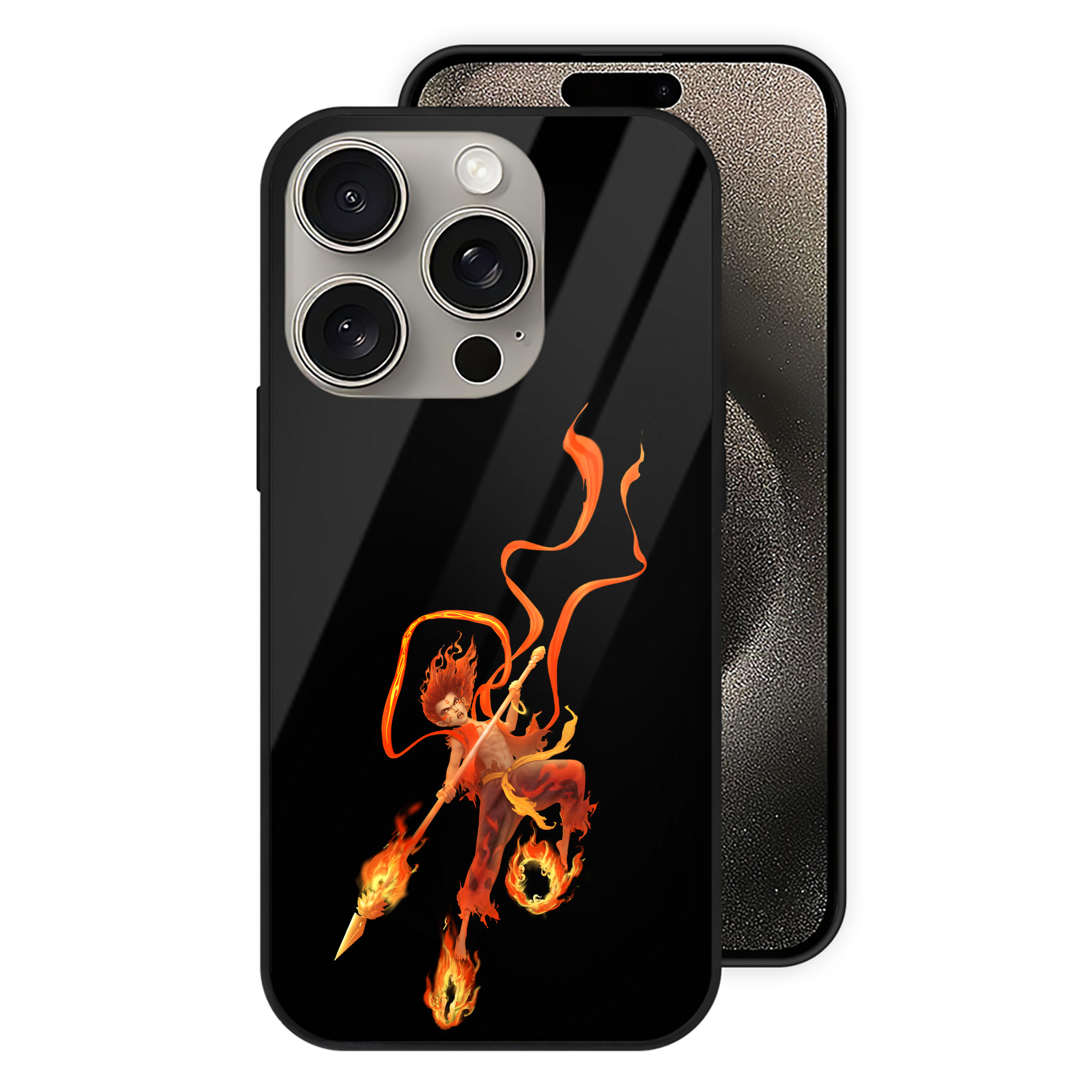 （画像用） Ne Zha 2 ナタ 魔童の大暴れ 【iPhone15Pro対応】スマホケース 耐衝撃＆黄変防止 背面ガラス