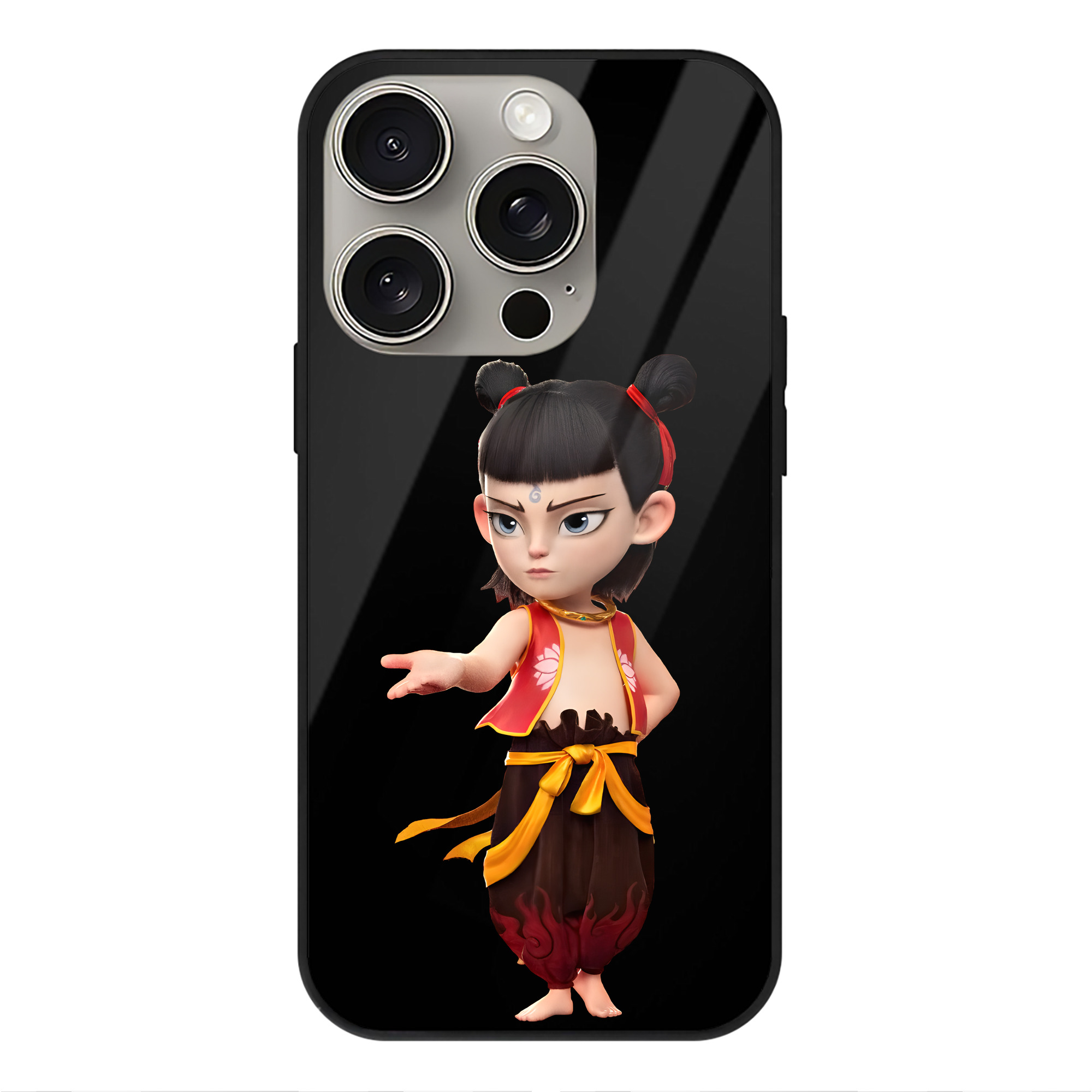 （画像用） Ne Zha 2 ナタ 魔童の大暴れ 【iPhone15Pro対応】スマホケース 耐衝撃＆黄変防止 背面ガラス