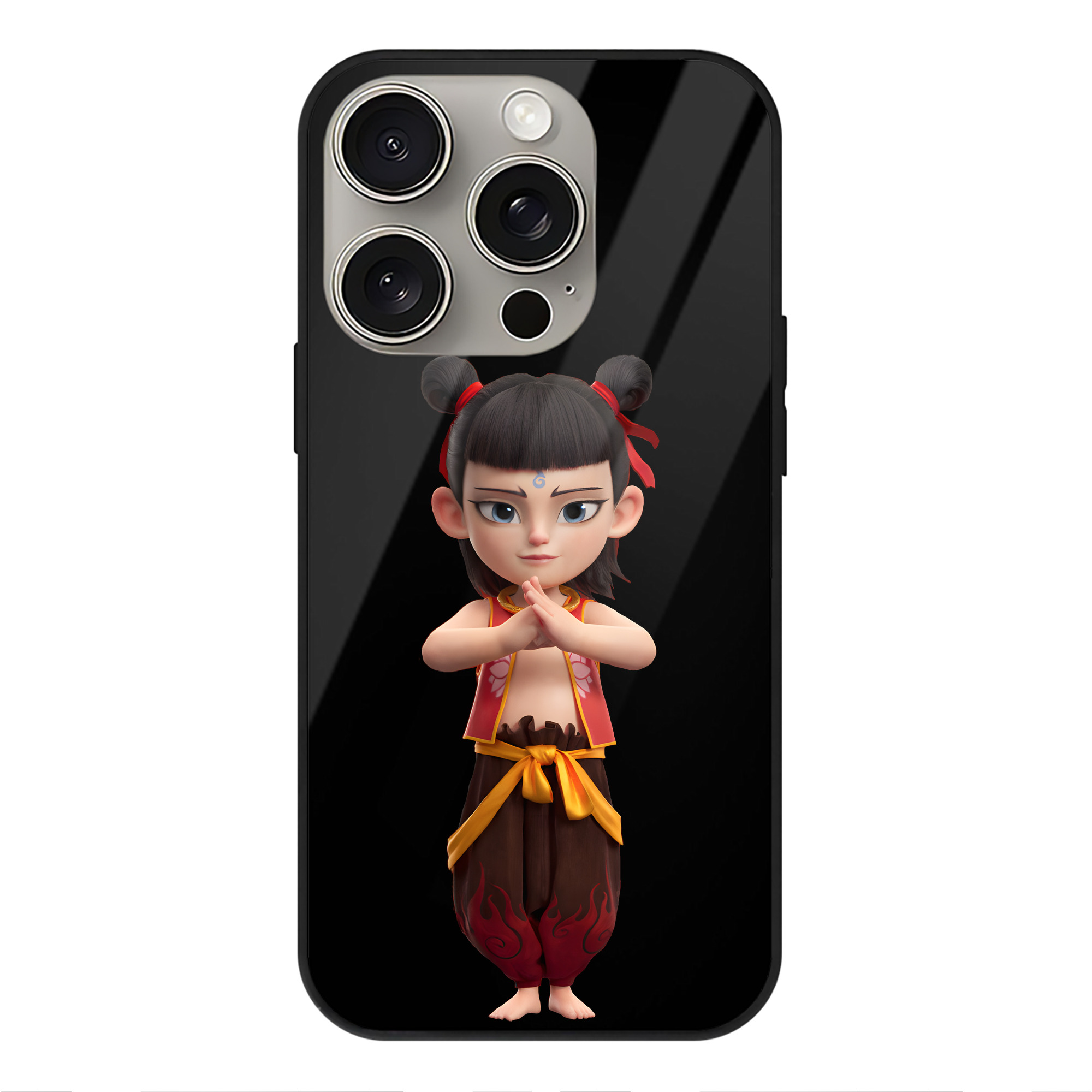 （画像用） Ne Zha 2 ナタ 魔童の大暴れ 【iPhone15Pro対応】スマホケース 耐衝撃＆黄変防止 背面ガラス