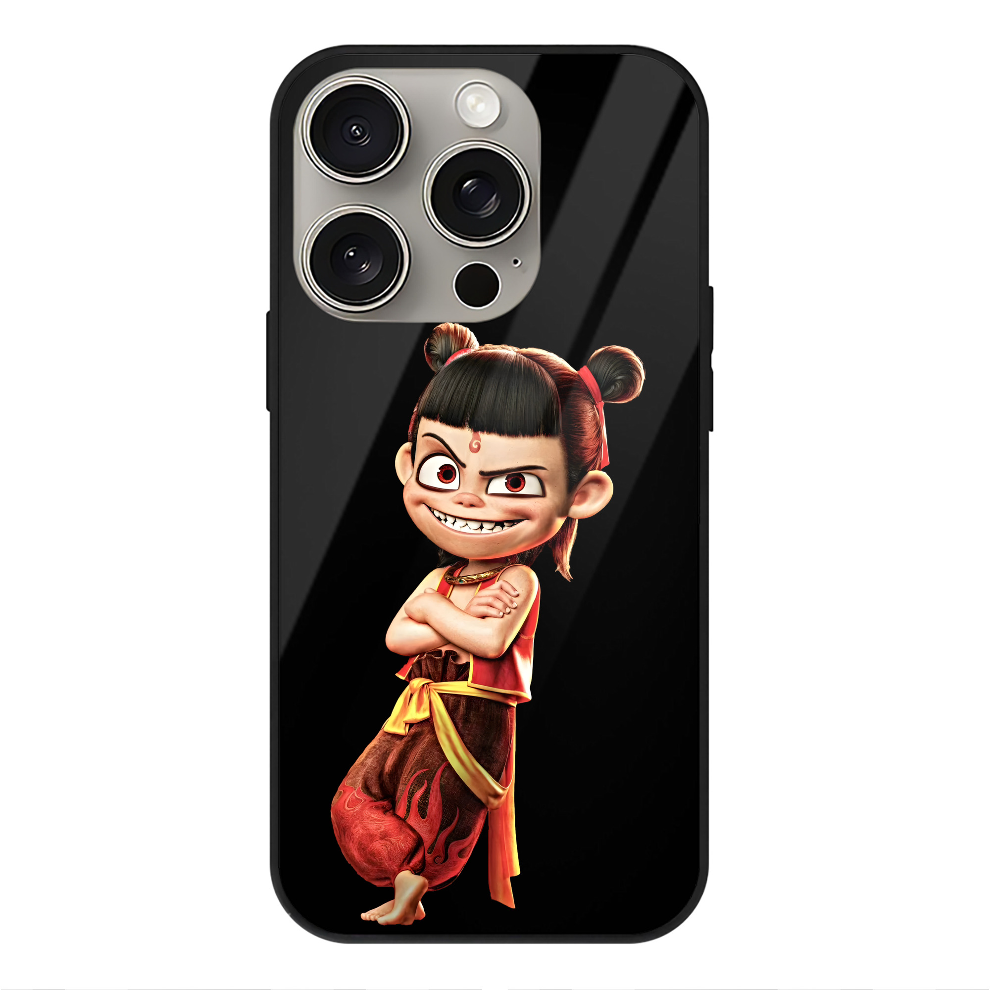 （画像用） Ne Zha 2 ナタ 魔童の大暴れ 【iPhone15Pro対応】スマホケース 耐衝撃＆黄変防止 背面ガラス