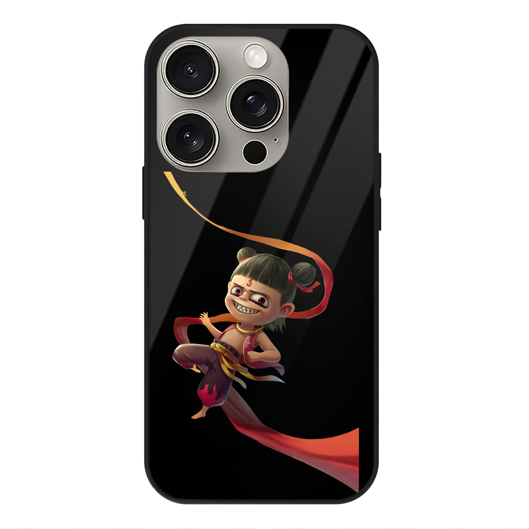 （画像用） Ne Zha 2 ナタ 魔童の大暴れ 【iPhone15Pro対応】スマホケース 耐衝撃＆黄変防止 背面ガラス