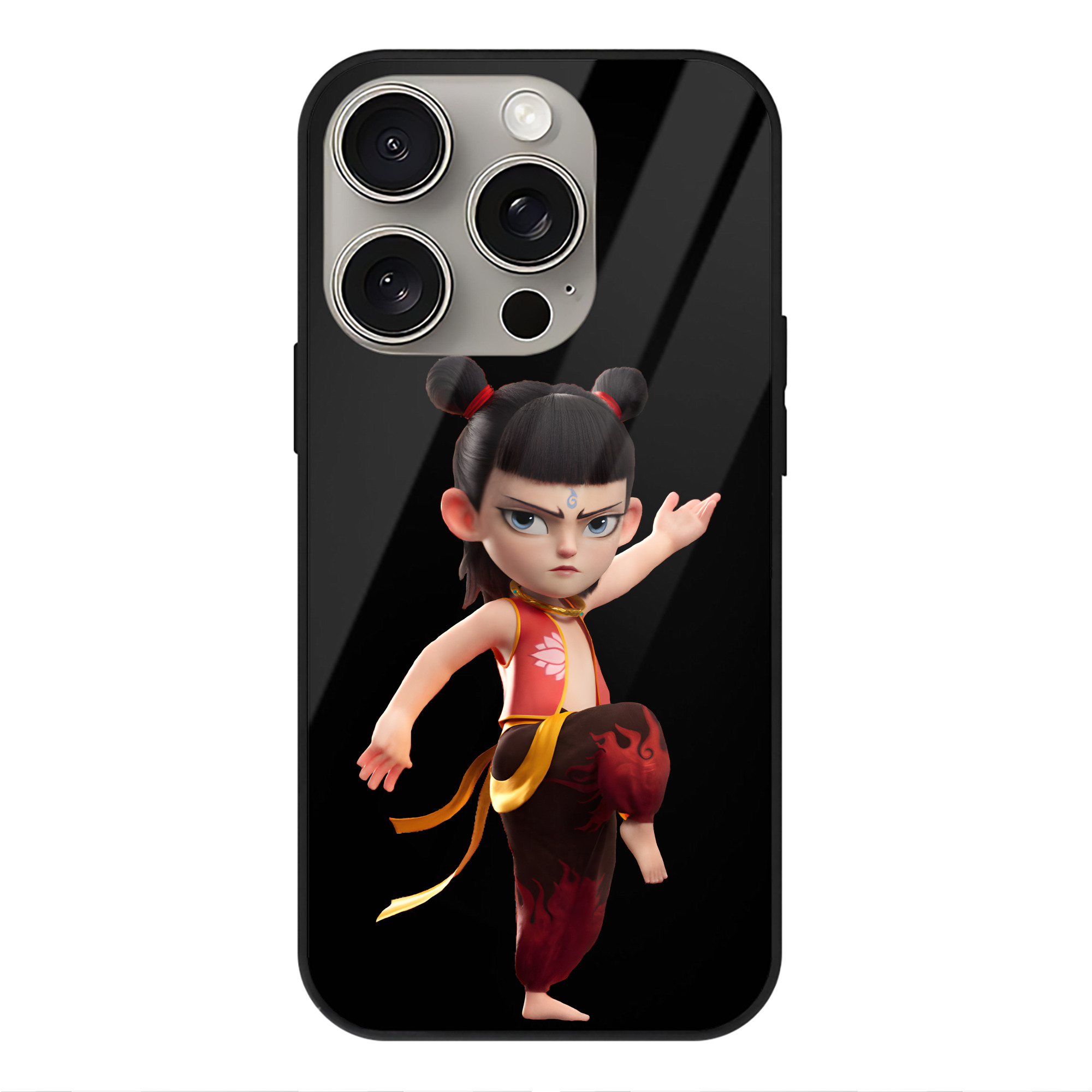 （画像用） Ne Zha 2 ナタ 魔童の大暴れ 【iPhone15Pro対応】スマホケース 耐衝撃＆黄変防止 背面ガラス
