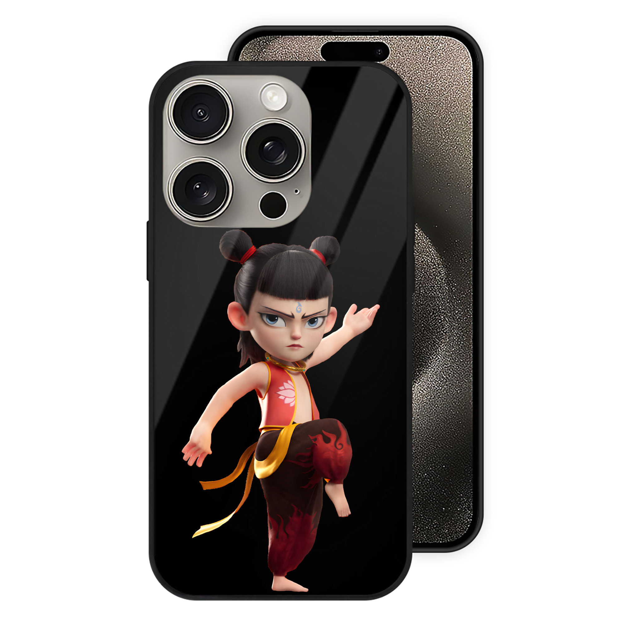 （画像用） Ne Zha 2 ナタ 魔童の大暴れ 【iPhone15Pro対応】スマホケース 耐衝撃＆黄変防止 背面ガラス