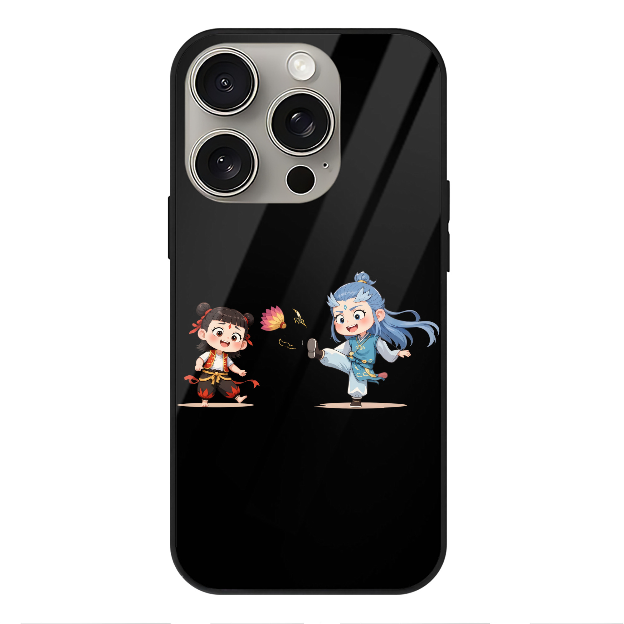 （画像用） Ne Zha 2 ナタ 魔童の大暴れ 【iPhone15Pro対応】スマホケース 耐衝撃＆黄変防止 背面ガラス