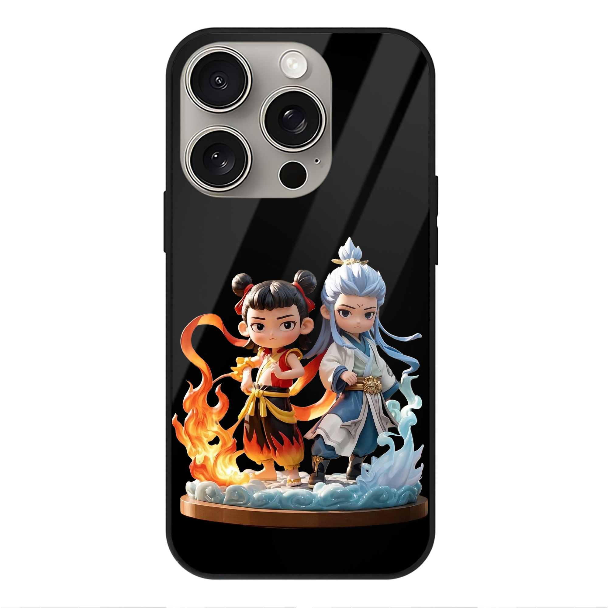 （画像用） Ne Zha 2 ナタ 魔童の大暴れ 【iPhone15Pro対応】スマホケース 耐衝撃＆黄変防止 背面ガラス