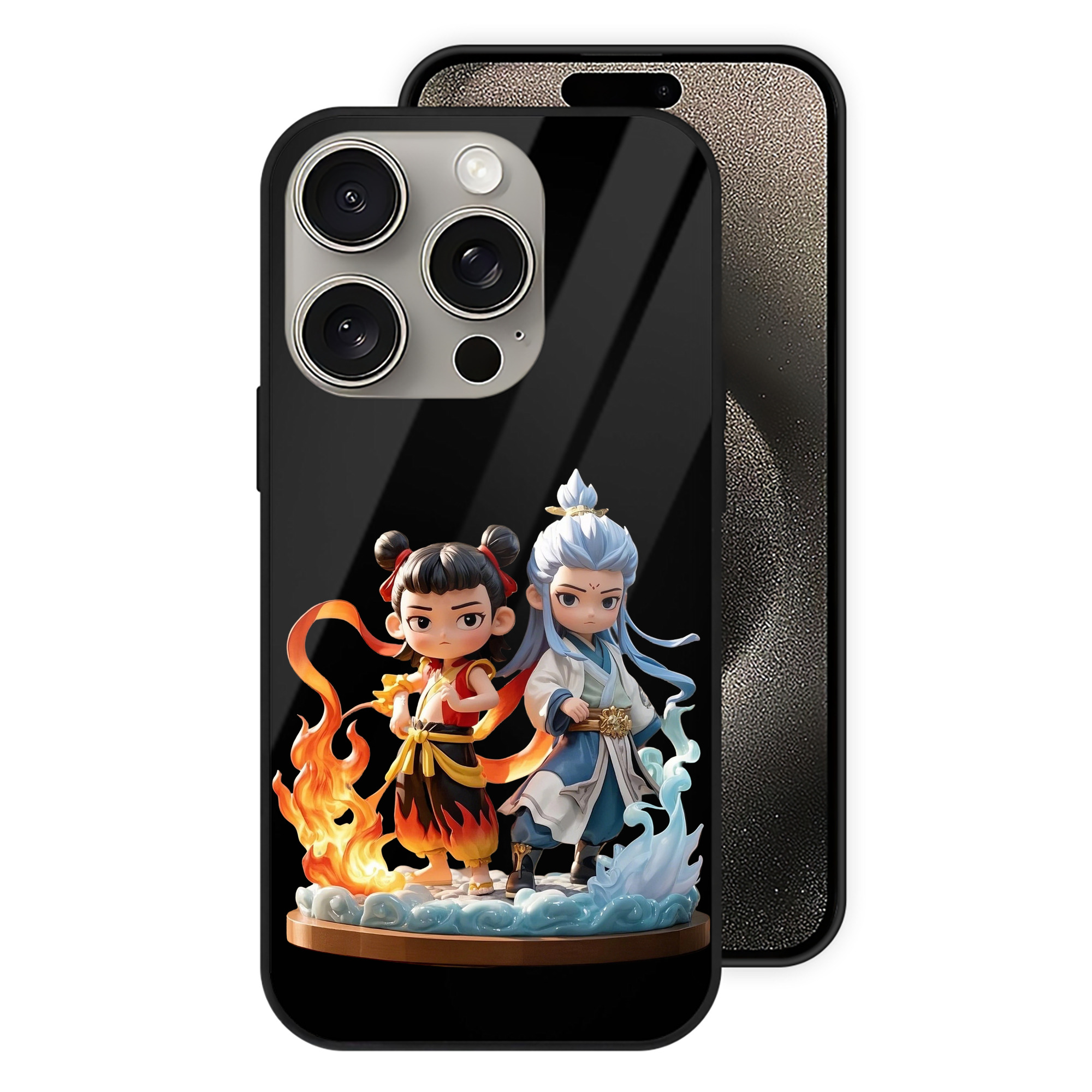 （画像用） Ne Zha 2 ナタ 魔童の大暴れ 【iPhone15Pro対応】スマホケース 耐衝撃＆黄変防止 背面ガラス