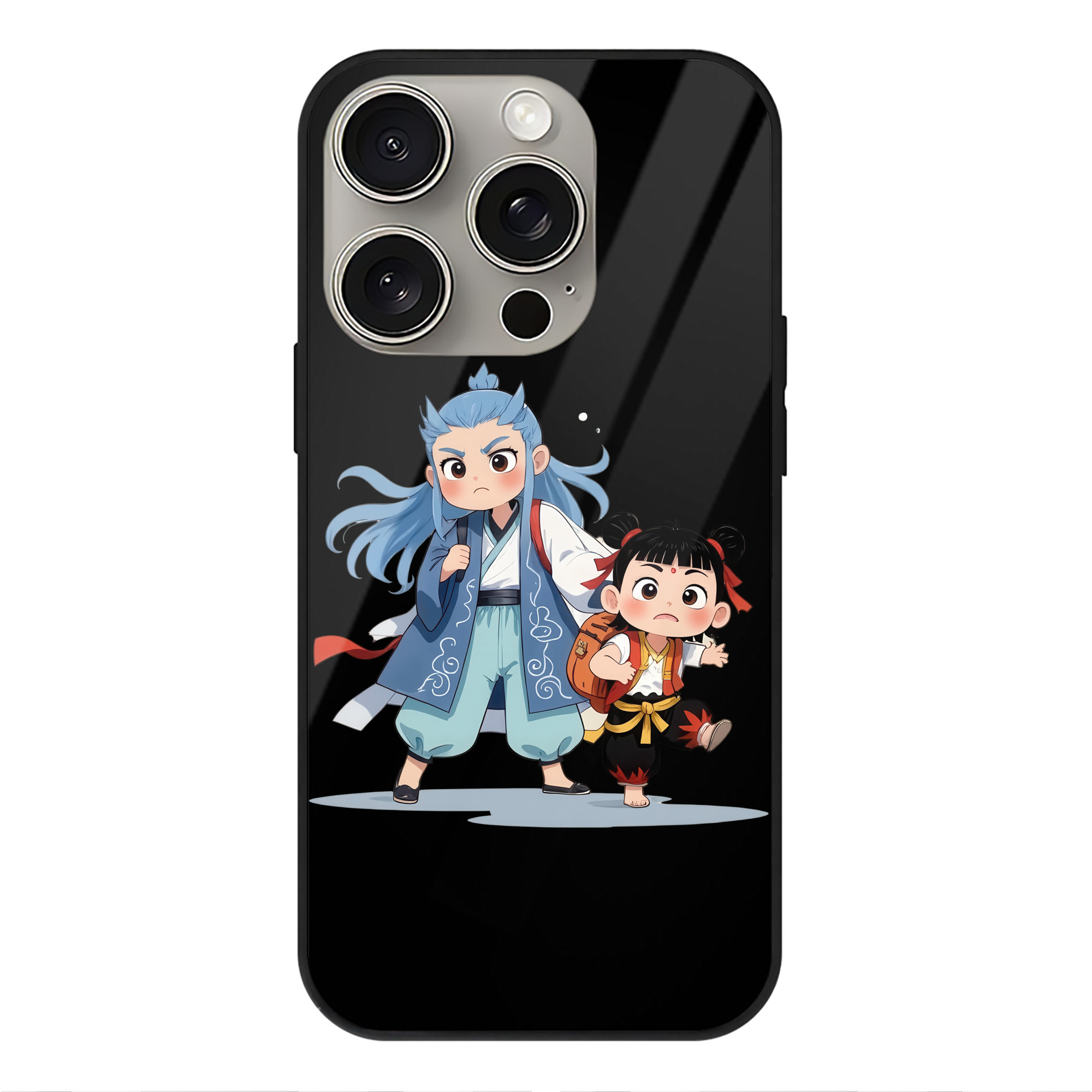 （画像用） Ne Zha 2 ナタ 魔童の大暴れ 【iPhone15Pro対応】スマホケース 耐衝撃＆黄変防止 背面ガラス