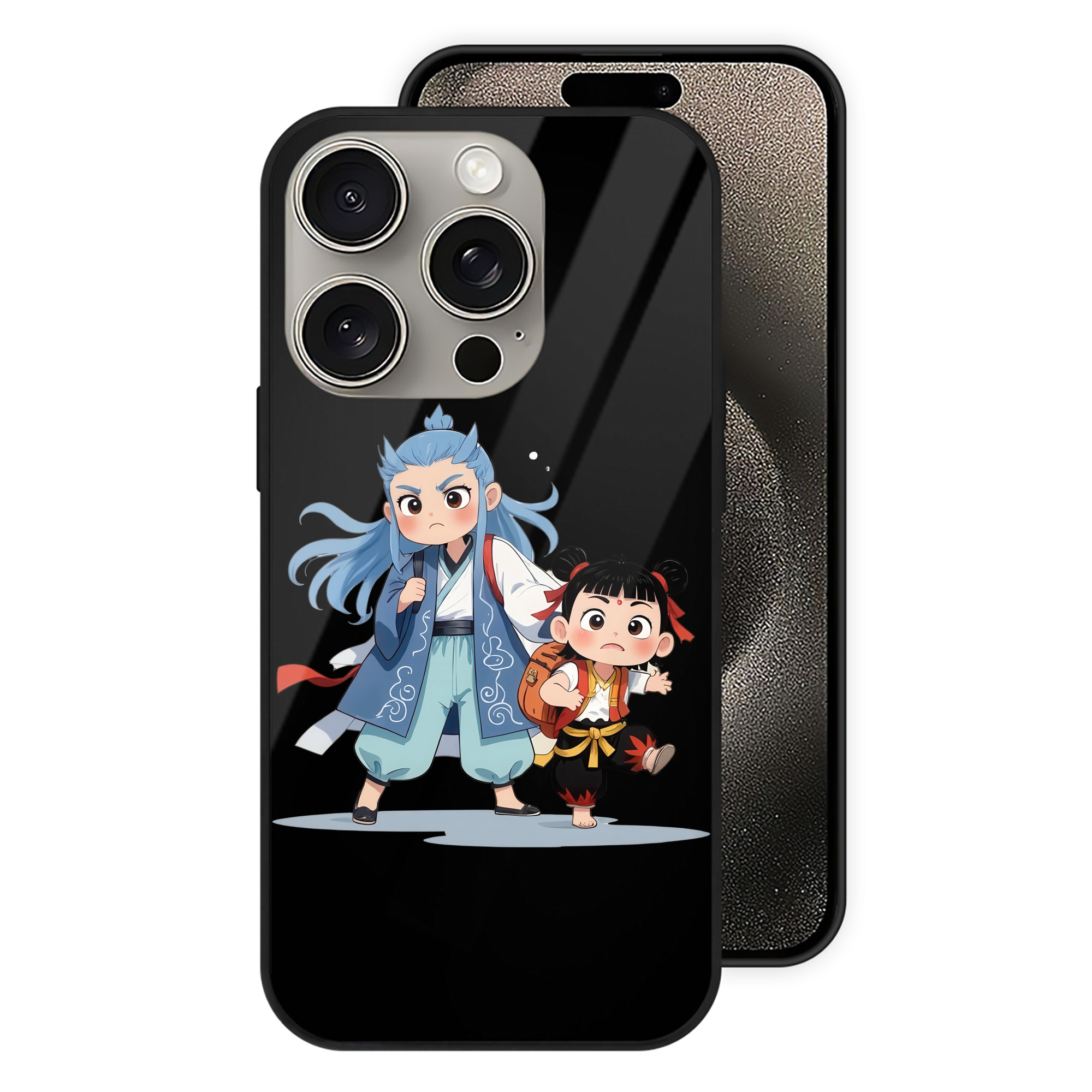 （画像用） Ne Zha 2 ナタ 魔童の大暴れ 【iPhone15Pro対応】スマホケース 耐衝撃＆黄変防止 背面ガラス