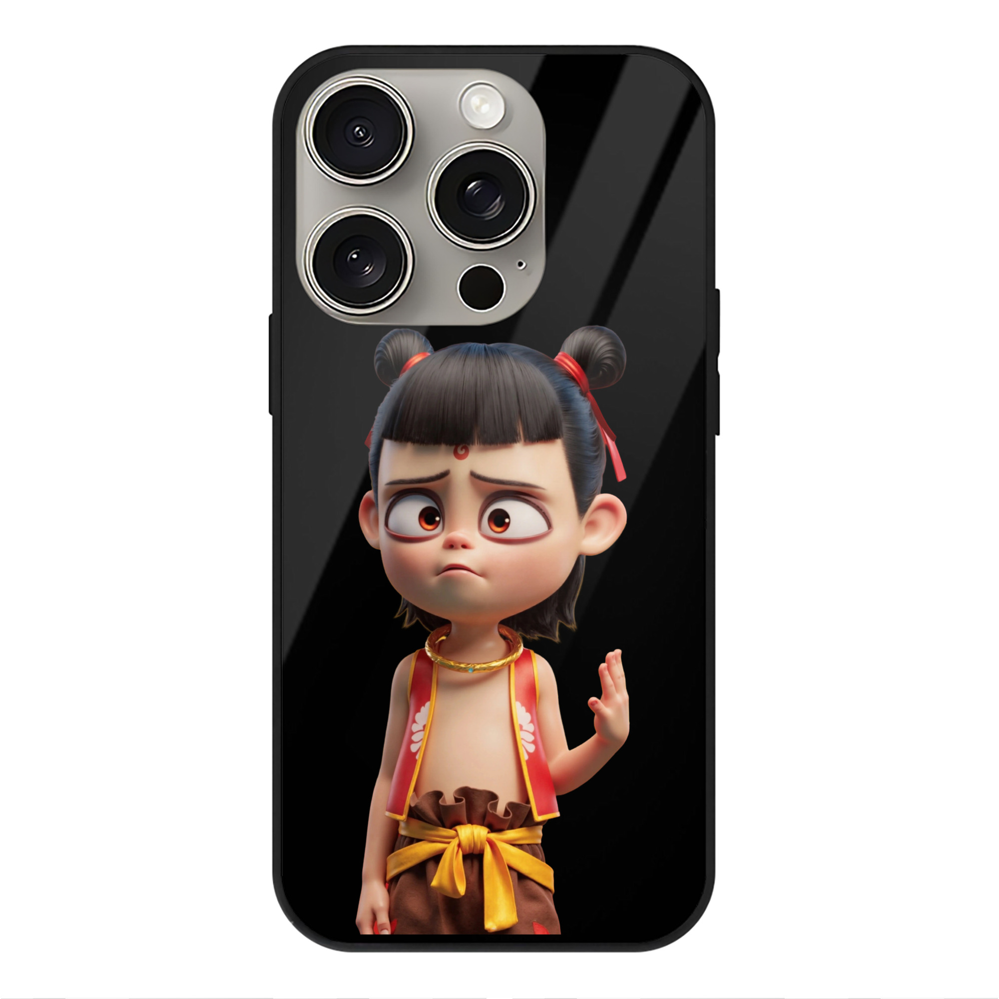 （画像用） Ne Zha 2 ナタ 魔童の大暴れ 【iPhone15Pro対応】スマホケース 耐衝撃＆黄変防止 背面ガラス
