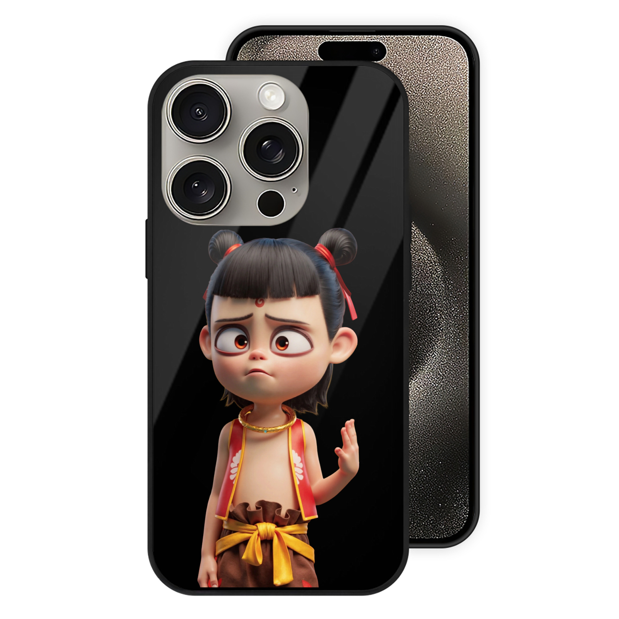 （画像用） Ne Zha 2 ナタ 魔童の大暴れ 【iPhone15Pro対応】スマホケース 耐衝撃＆黄変防止 背面ガラス