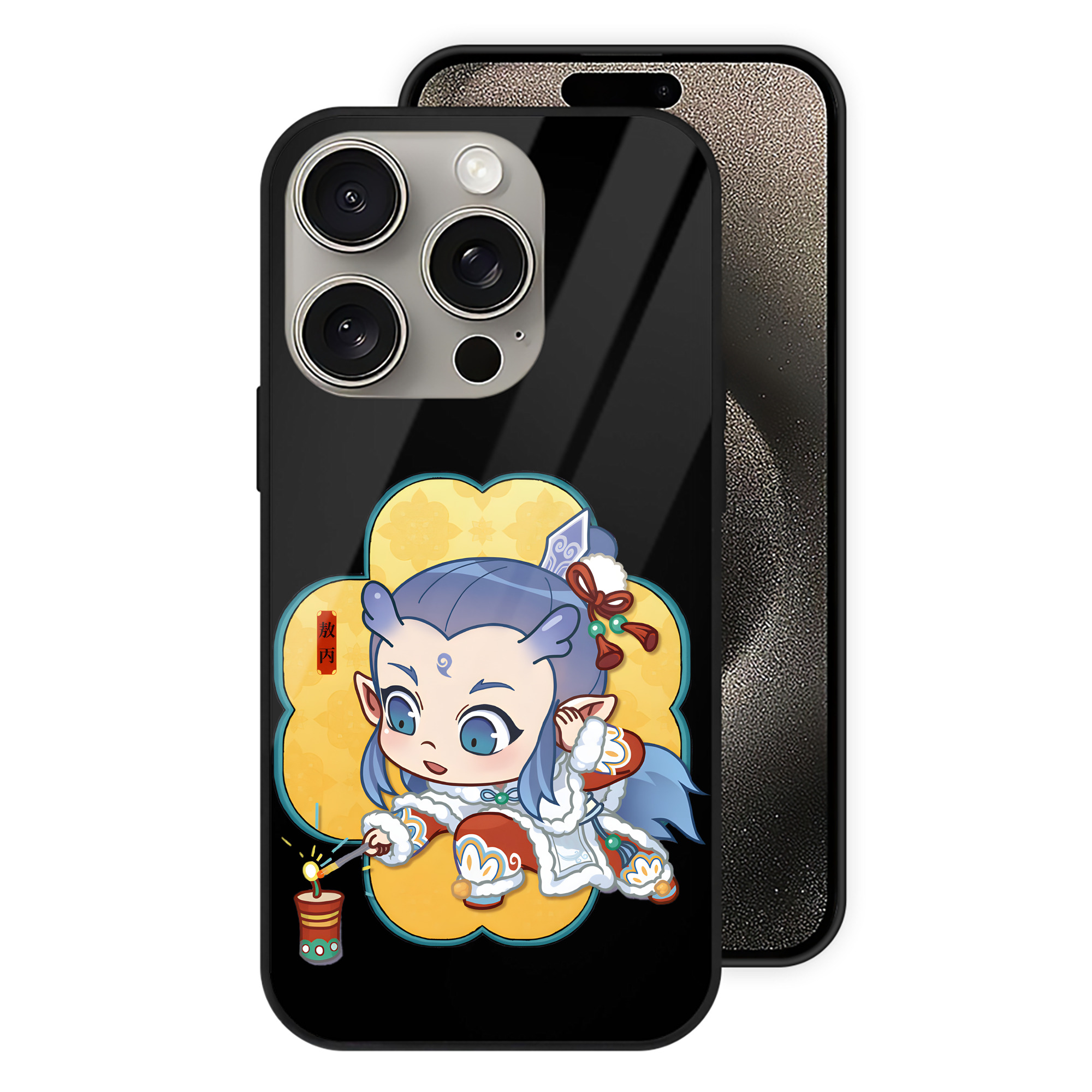 （画像用） Ne Zha 2 ナタ 魔童の大暴れ 【iPhone15Pro対応】スマホケース 耐衝撃＆黄変防止 背面ガラス