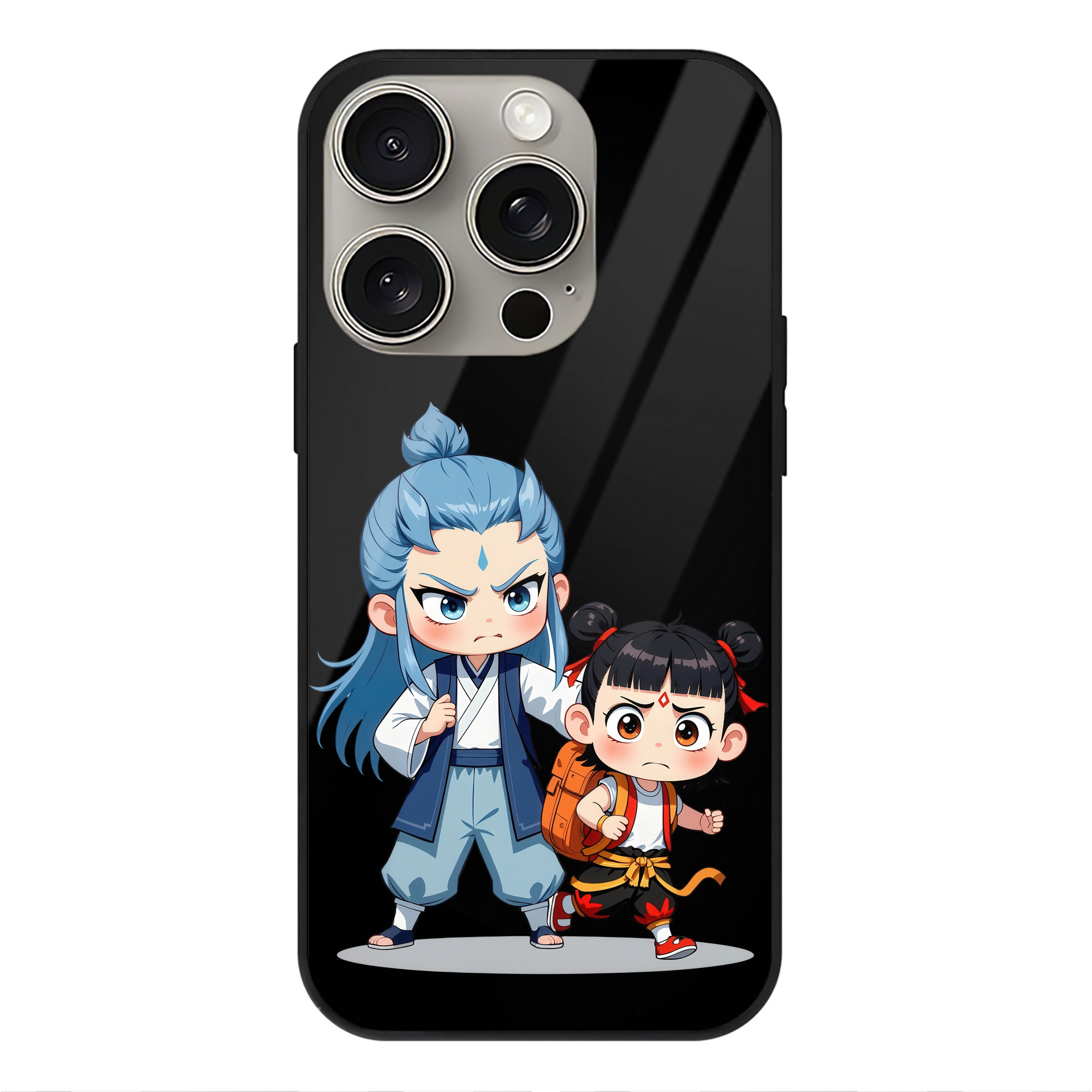 （画像用） Ne Zha 2 ナタ 魔童の大暴れ 【iPhone15Pro対応】スマホケース 耐衝撃＆黄変防止 背面ガラス