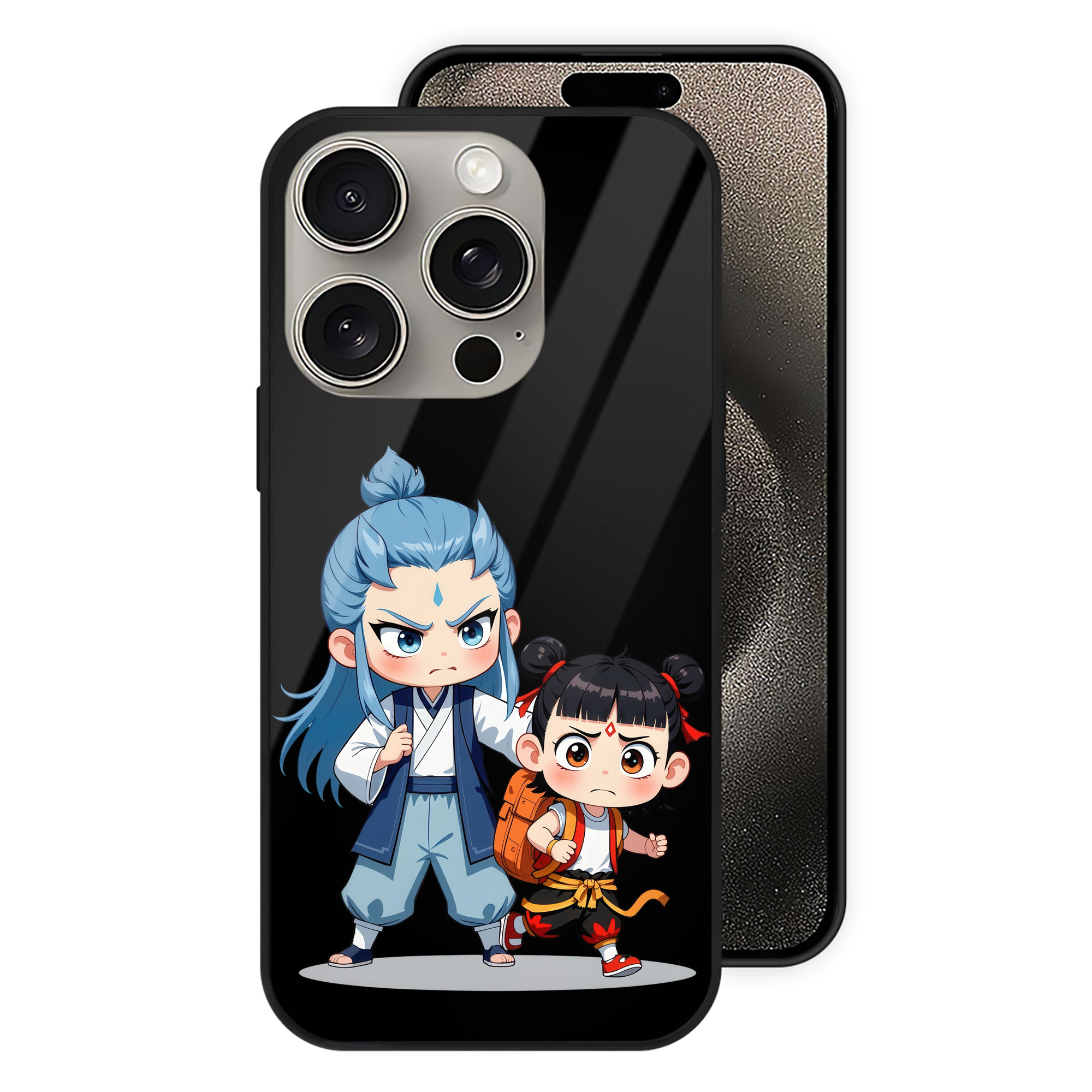 （画像用） Ne Zha 2 ナタ 魔童の大暴れ 【iPhone15Pro対応】スマホケース 耐衝撃＆黄変防止 背面ガラス