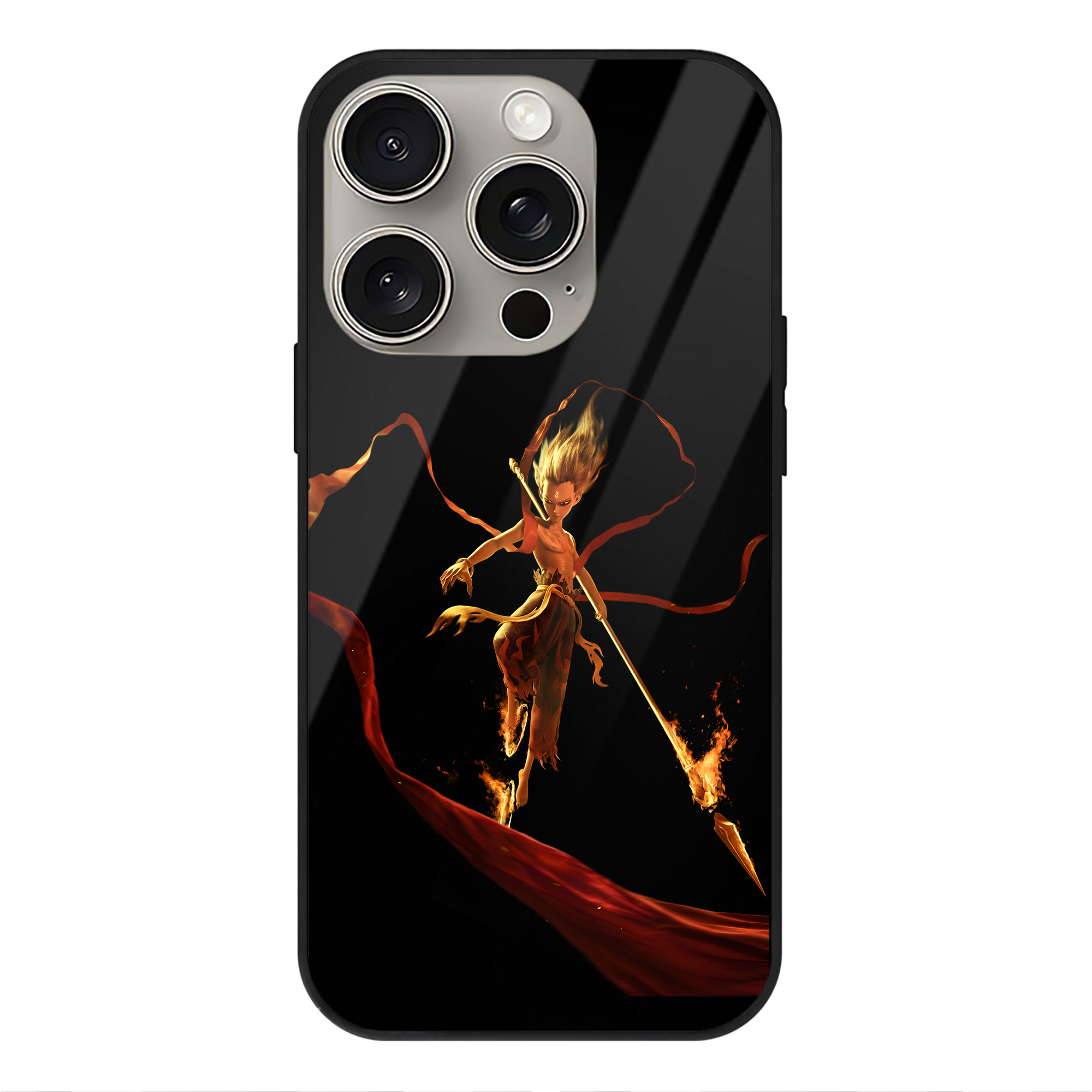 （画像用） Ne Zha 2 ナタ 魔童の大暴れ 【iPhone15Pro対応】スマホケース 耐衝撃＆黄変防止 背面ガラス