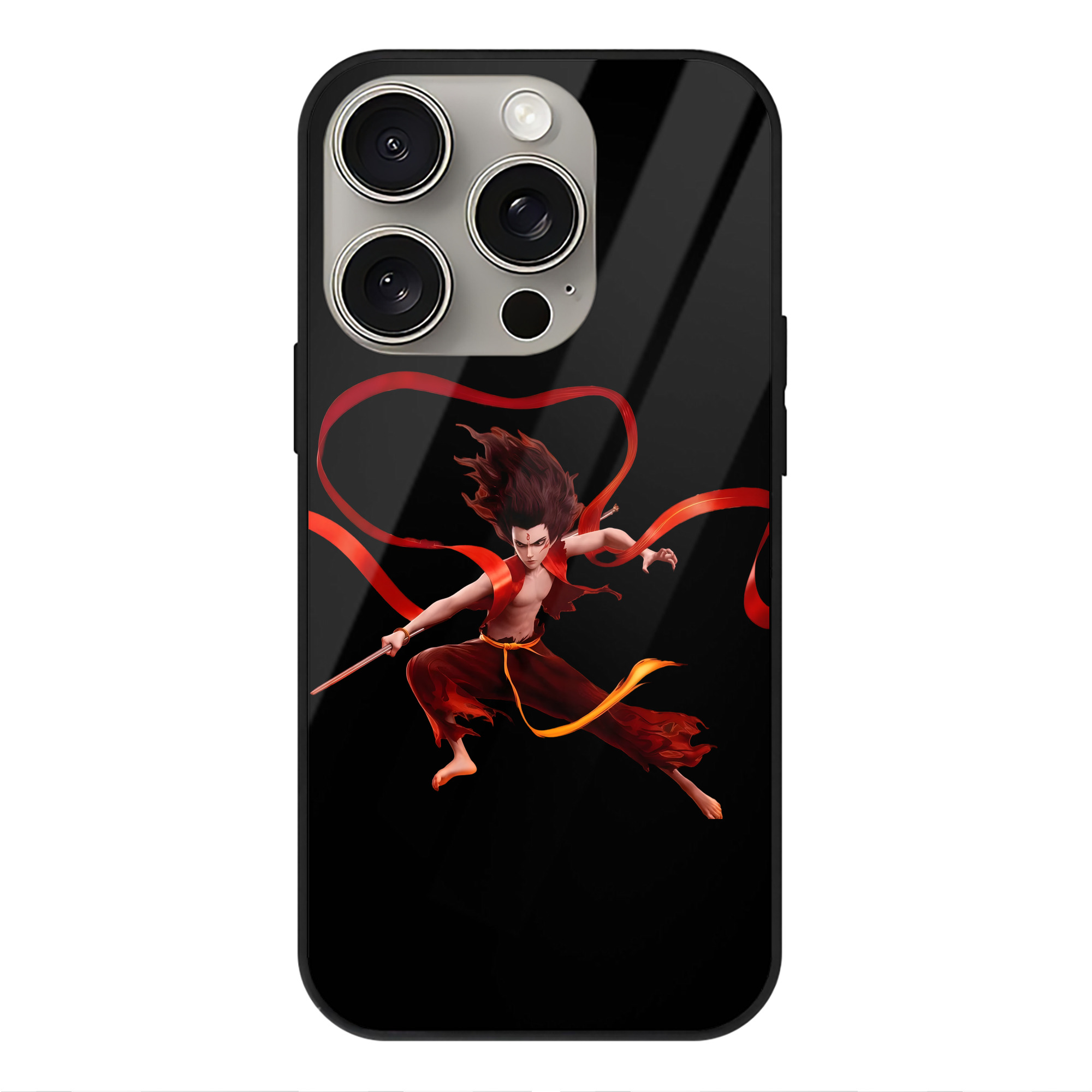 （画像用） Ne Zha 2 ナタ 魔童の大暴れ 【iPhone15Pro対応】スマホケース 耐衝撃＆黄変防止 背面ガラス