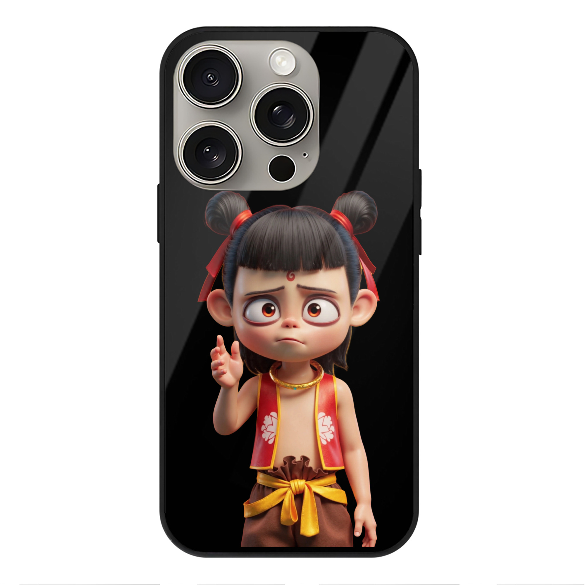 （画像用） Ne Zha 2 ナタ 魔童の大暴れ 【iPhone15Pro対応】スマホケース 耐衝撃＆黄変防止 背面ガラス