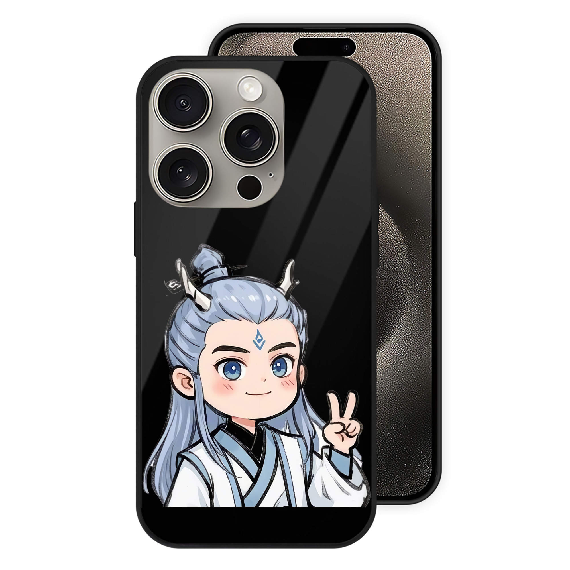 （画像用） Ne Zha 2 ナタ 魔童の大暴れ 【iPhone15Pro対応】スマホケース 耐衝撃＆黄変防止 背面ガラス