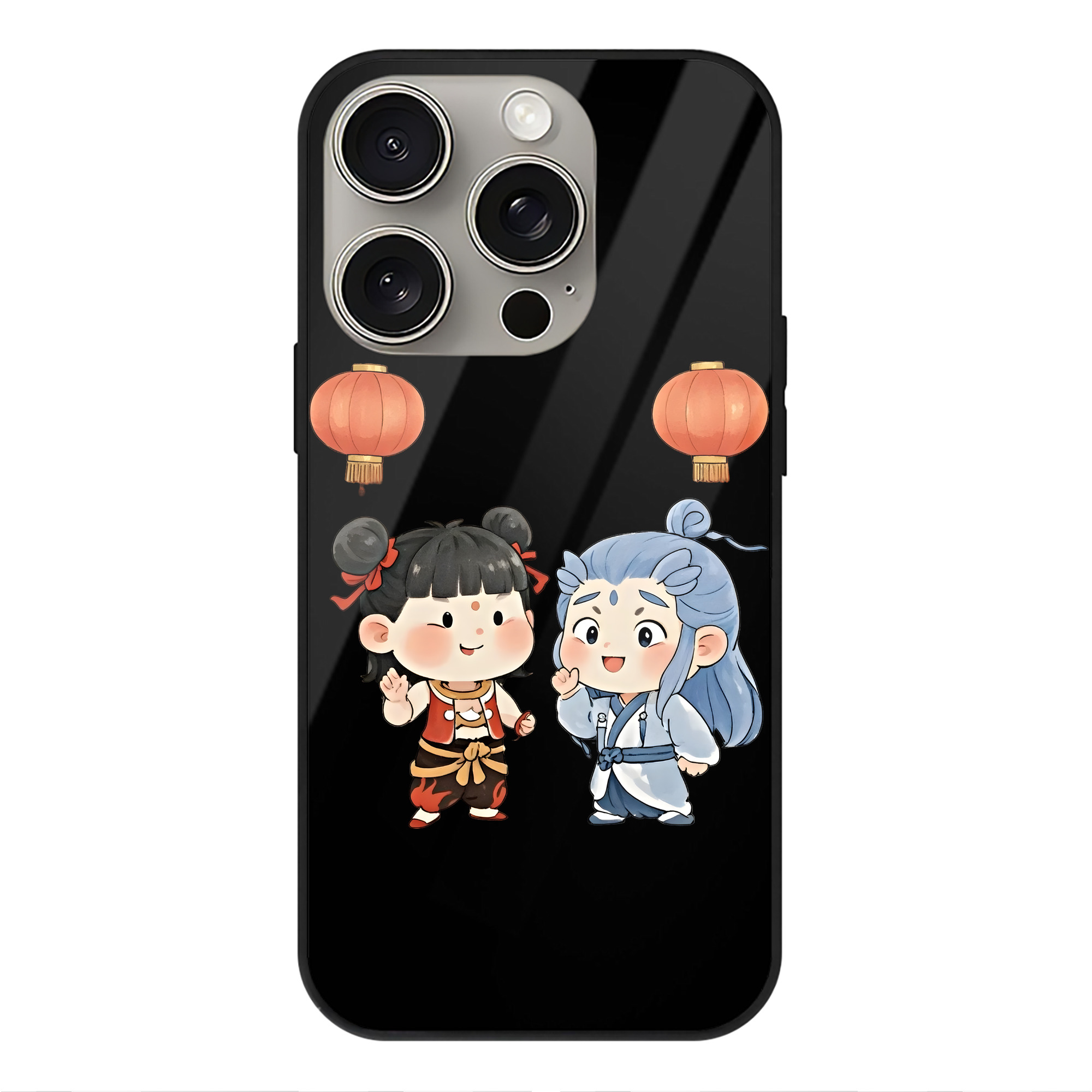 （画像用） Ne Zha 2 ナタ 魔童の大暴れ 【iPhone15Pro対応】スマホケース 耐衝撃＆黄変防止 背面ガラス