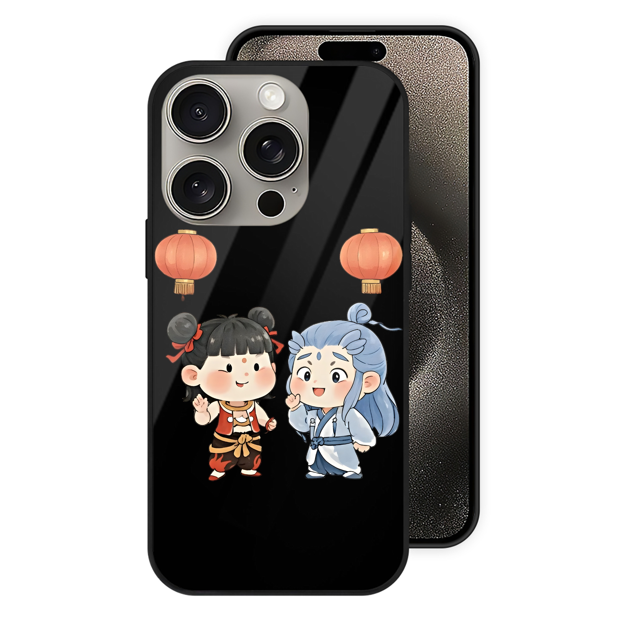 （画像用） Ne Zha 2 ナタ 魔童の大暴れ 【iPhone15Pro対応】スマホケース 耐衝撃＆黄変防止 背面ガラス