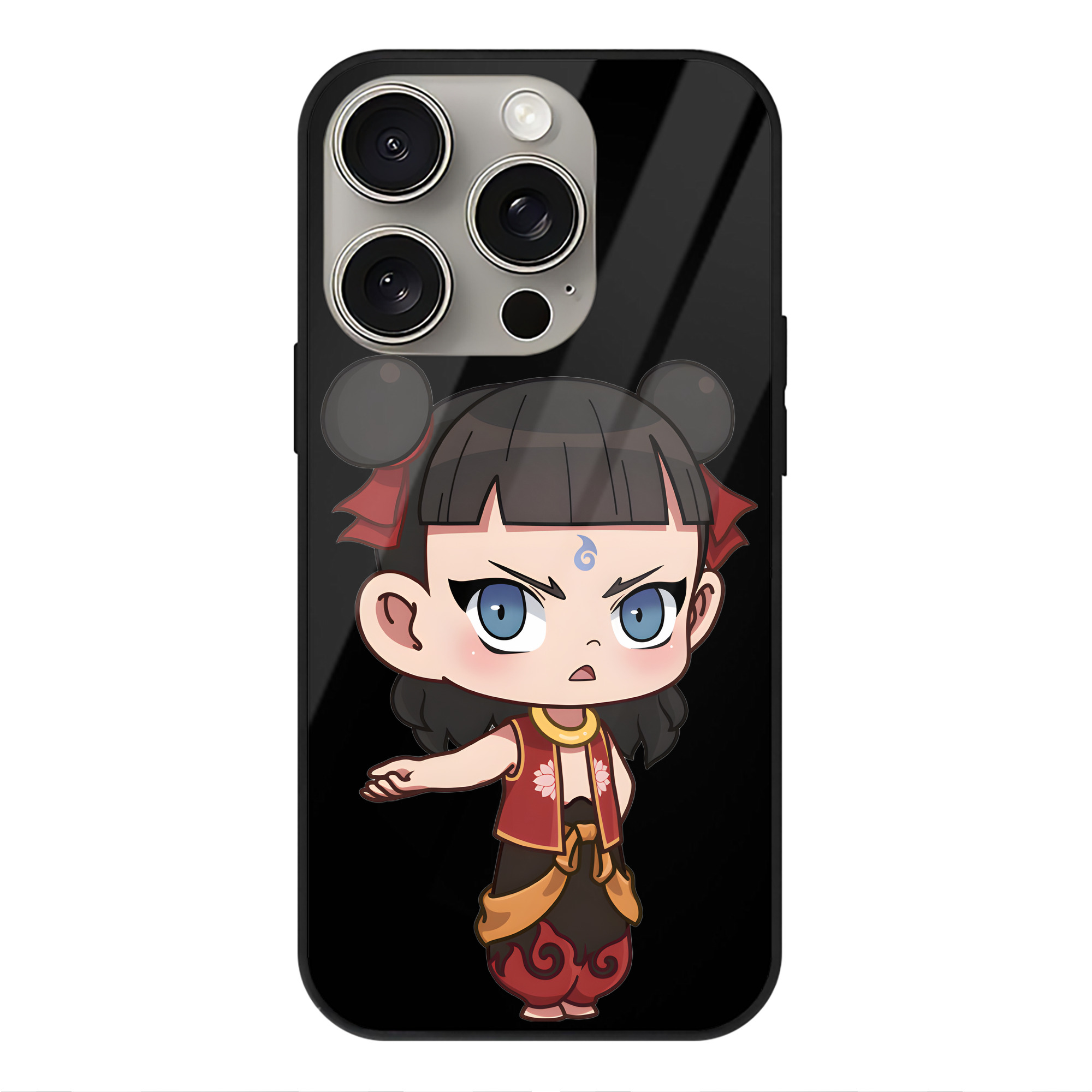 （画像用） Ne Zha 2 ナタ 魔童の大暴れ 【iPhone15Pro対応】スマホケース 耐衝撃＆黄変防止 背面ガラス