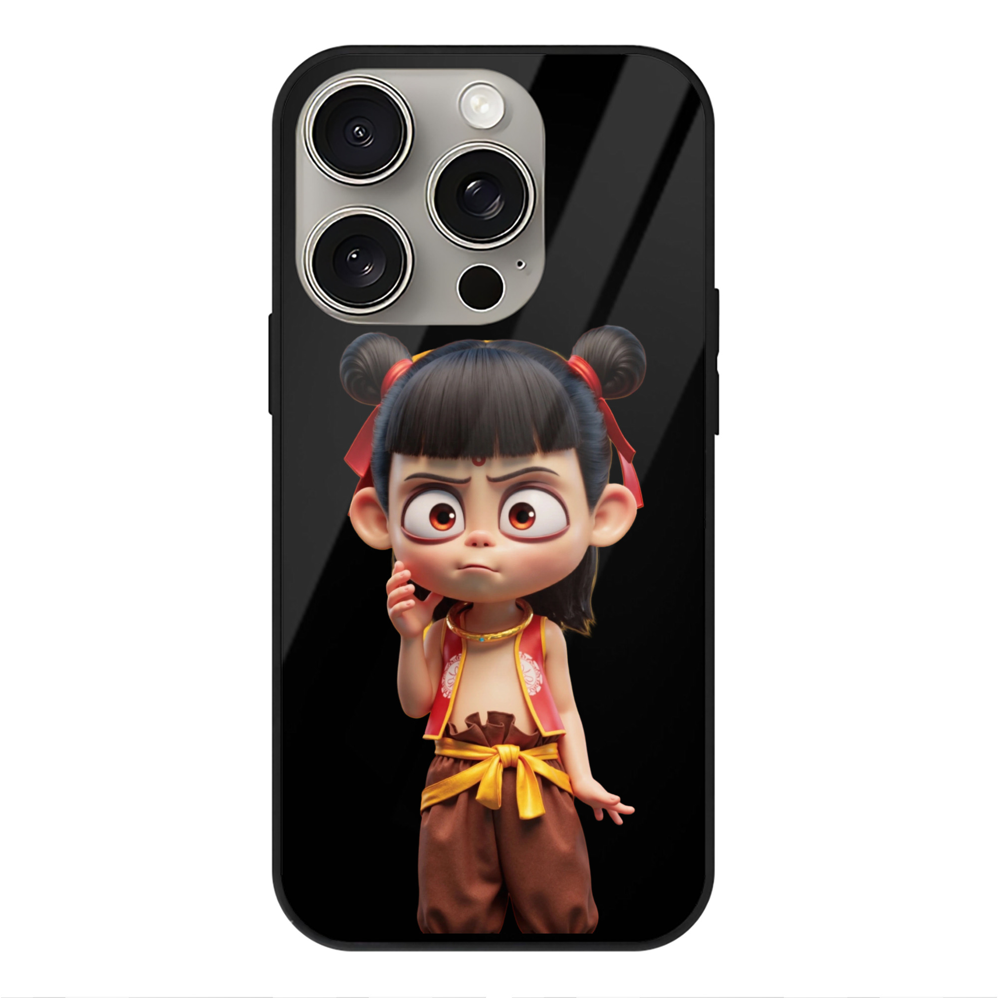 （画像用） Ne Zha 2 ナタ 魔童の大暴れ 【iPhone15Pro対応】スマホケース 耐衝撃＆黄変防止 背面ガラス