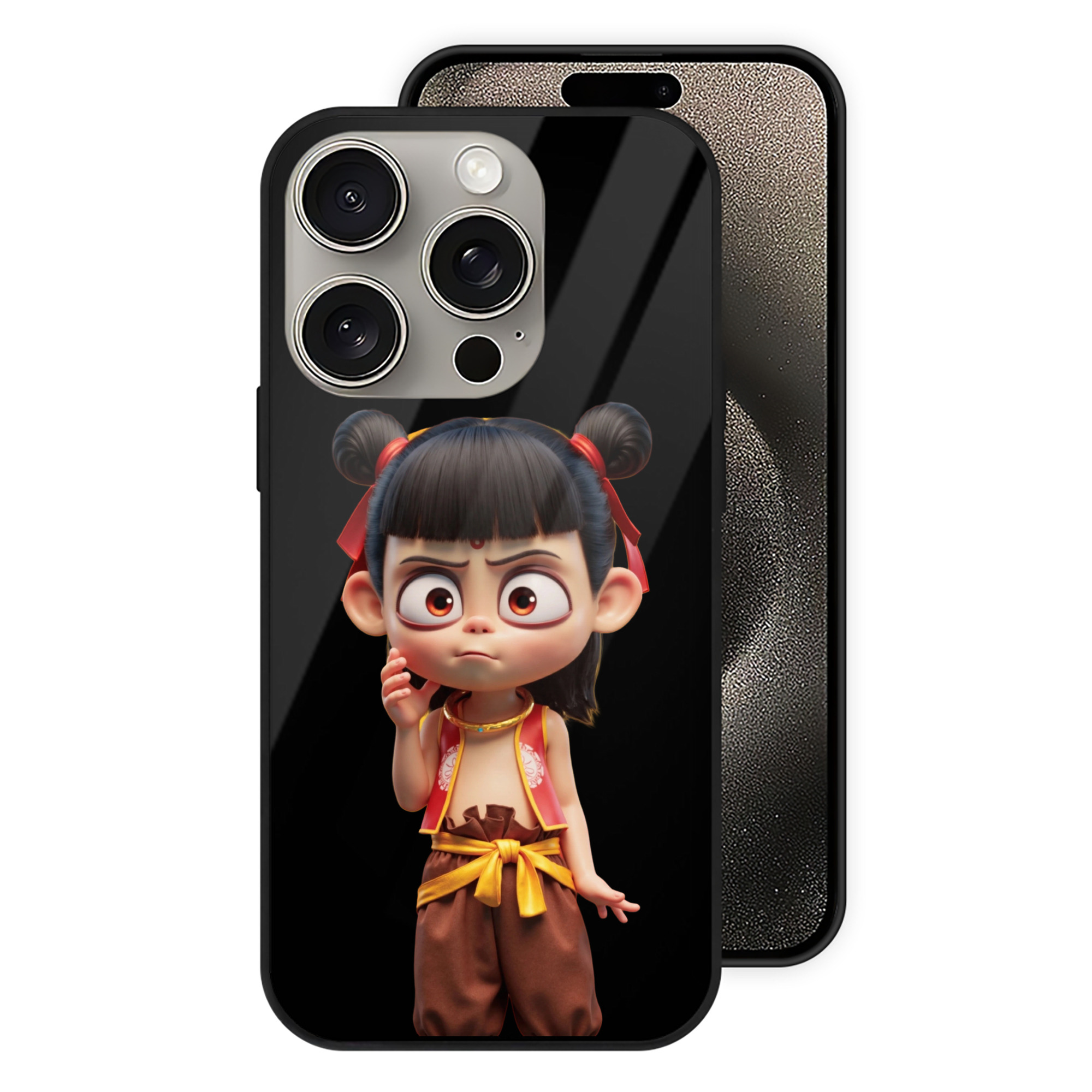 （画像用） Ne Zha 2 ナタ 魔童の大暴れ 【iPhone15Pro対応】スマホケース 耐衝撃＆黄変防止 背面ガラス