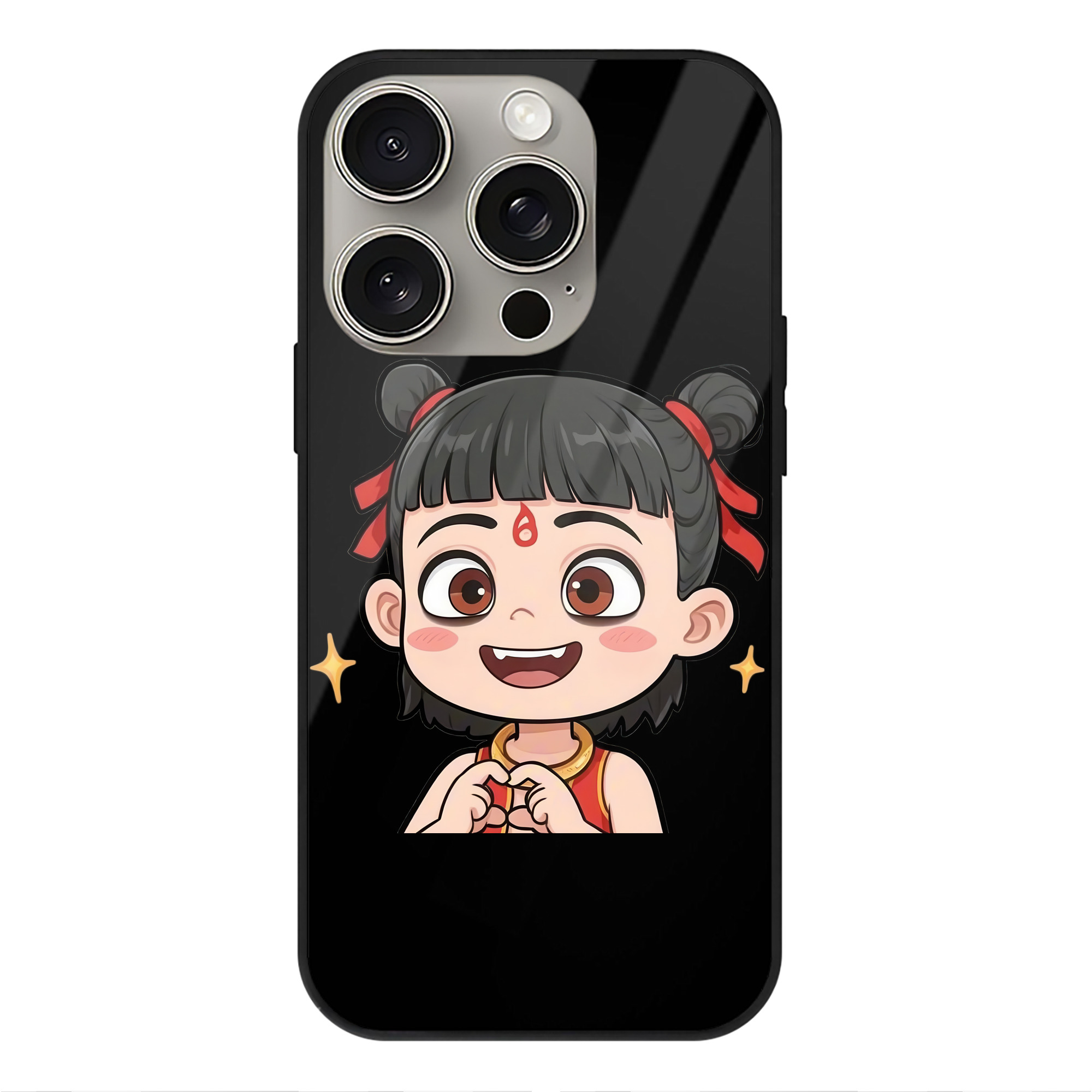 （画像用） Ne Zha 2 ナタ 魔童の大暴れ 【iPhone15Pro対応】スマホケース 耐衝撃＆黄変防止 背面ガラス