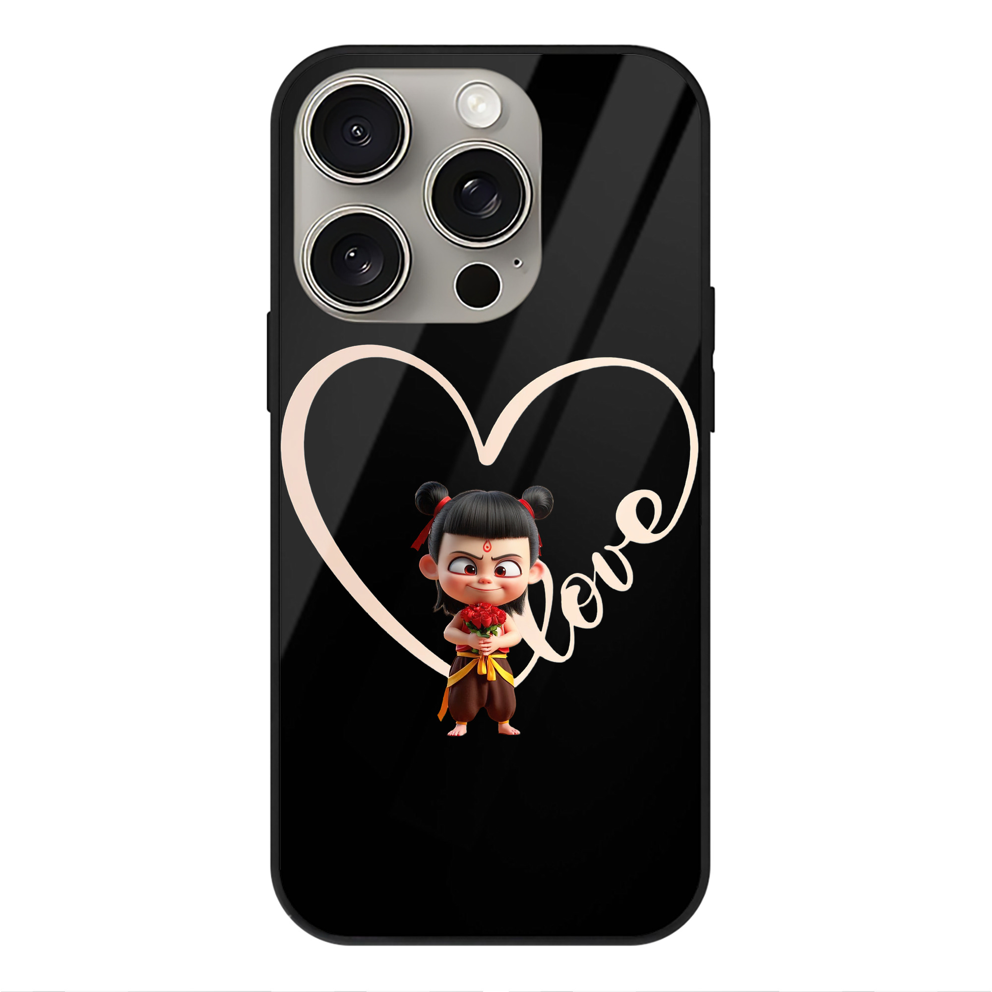 （画像用） Ne Zha 2 ナタ 魔童の大暴れ 【iPhone15Pro対応】スマホケース 耐衝撃＆黄変防止 背面ガラス