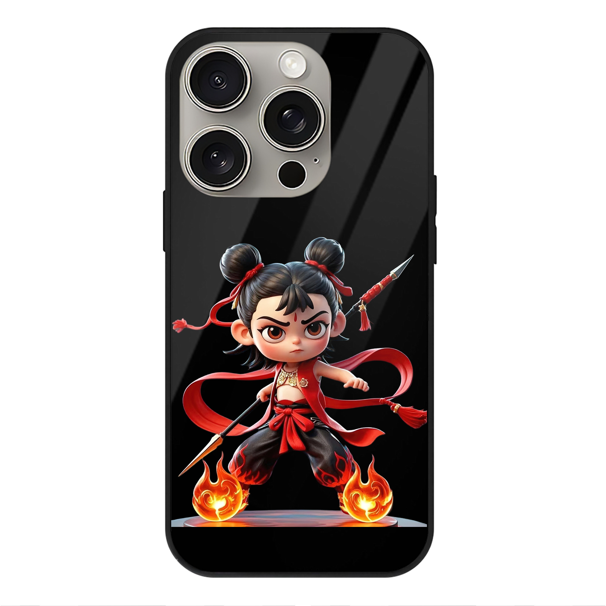 （画像用） Ne Zha 2 ナタ 魔童の大暴れ 【iPhone15Pro対応】スマホケース 耐衝撃＆黄変防止 背面ガラス