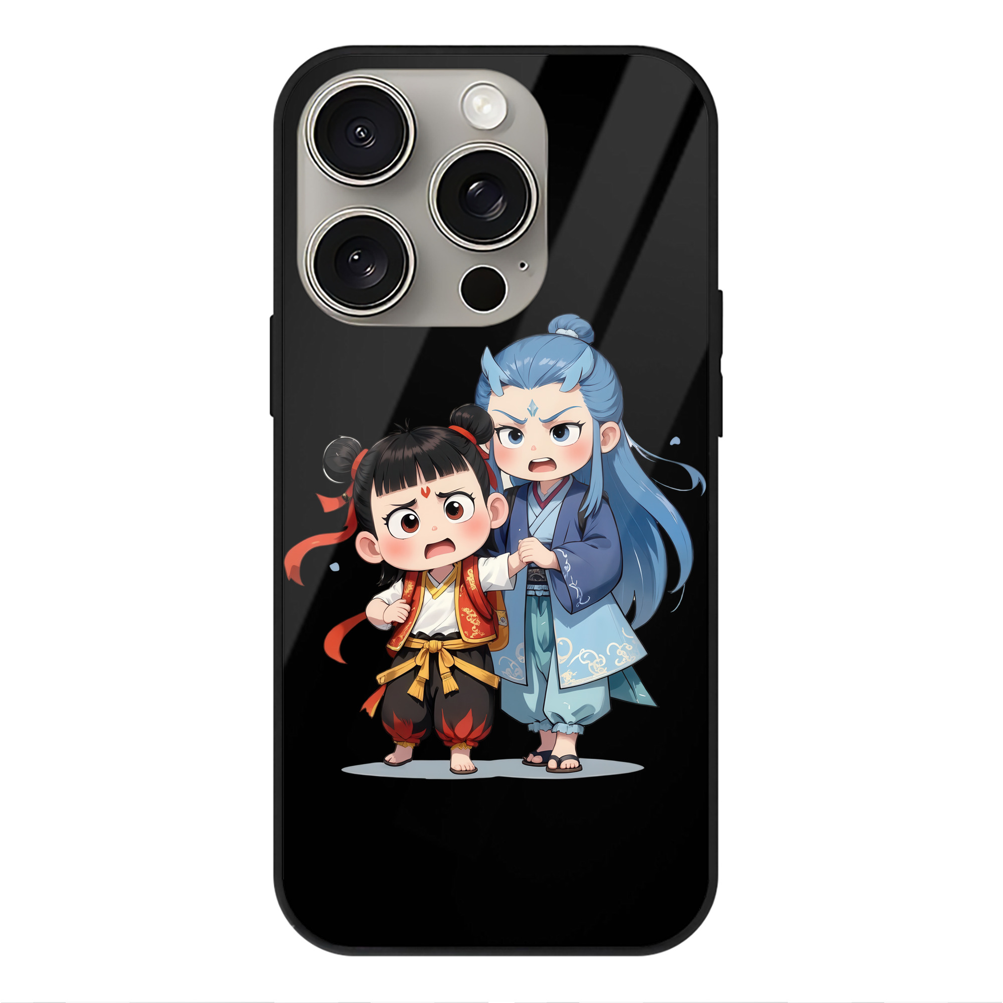 （画像用） Ne Zha 2 ナタ 魔童の大暴れ 【iPhone15Pro対応】スマホケース 耐衝撃＆黄変防止 背面ガラス