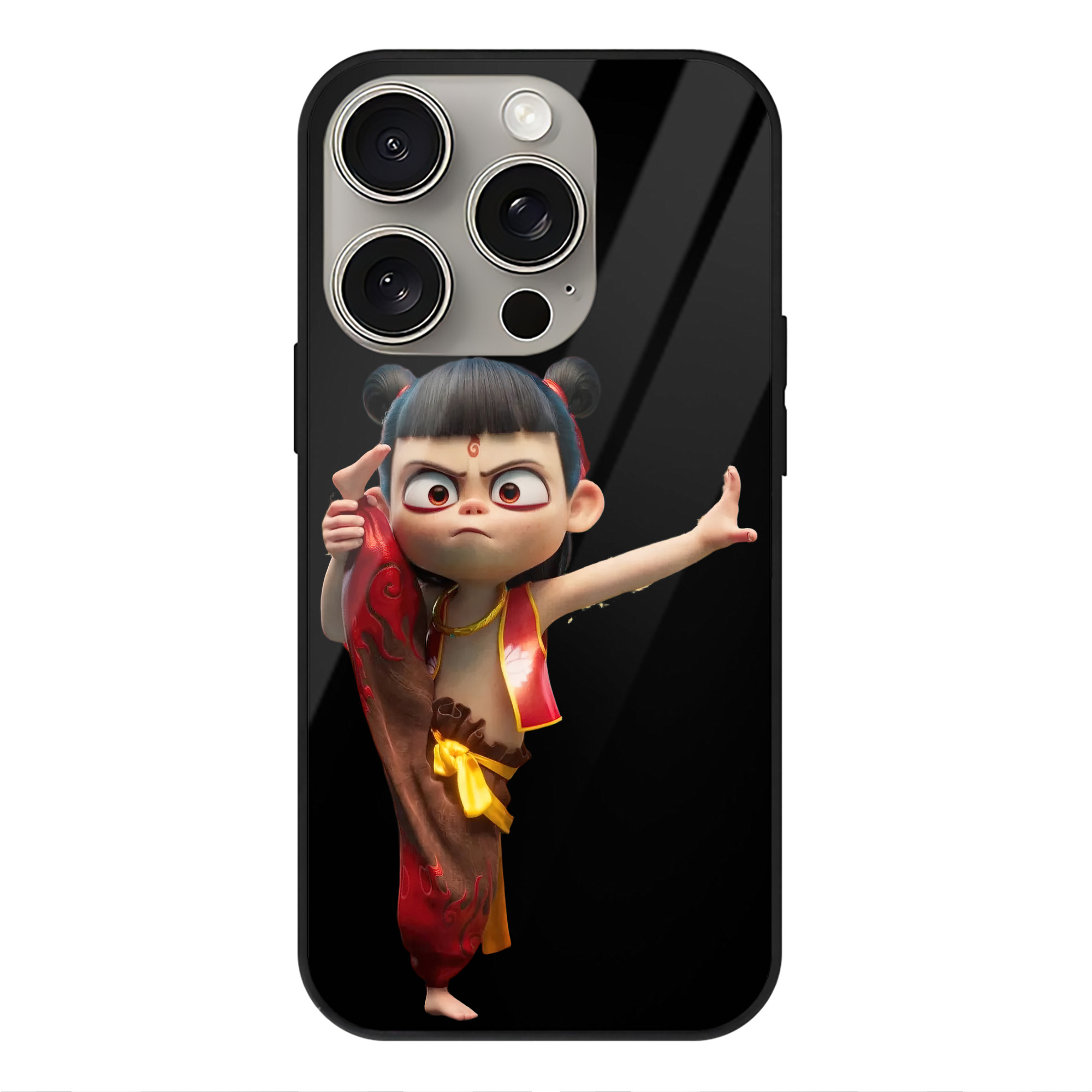 （画像用） Ne Zha 2 ナタ 魔童の大暴れ 【iPhone15Pro対応】スマホケース 耐衝撃＆黄変防止 背面ガラス