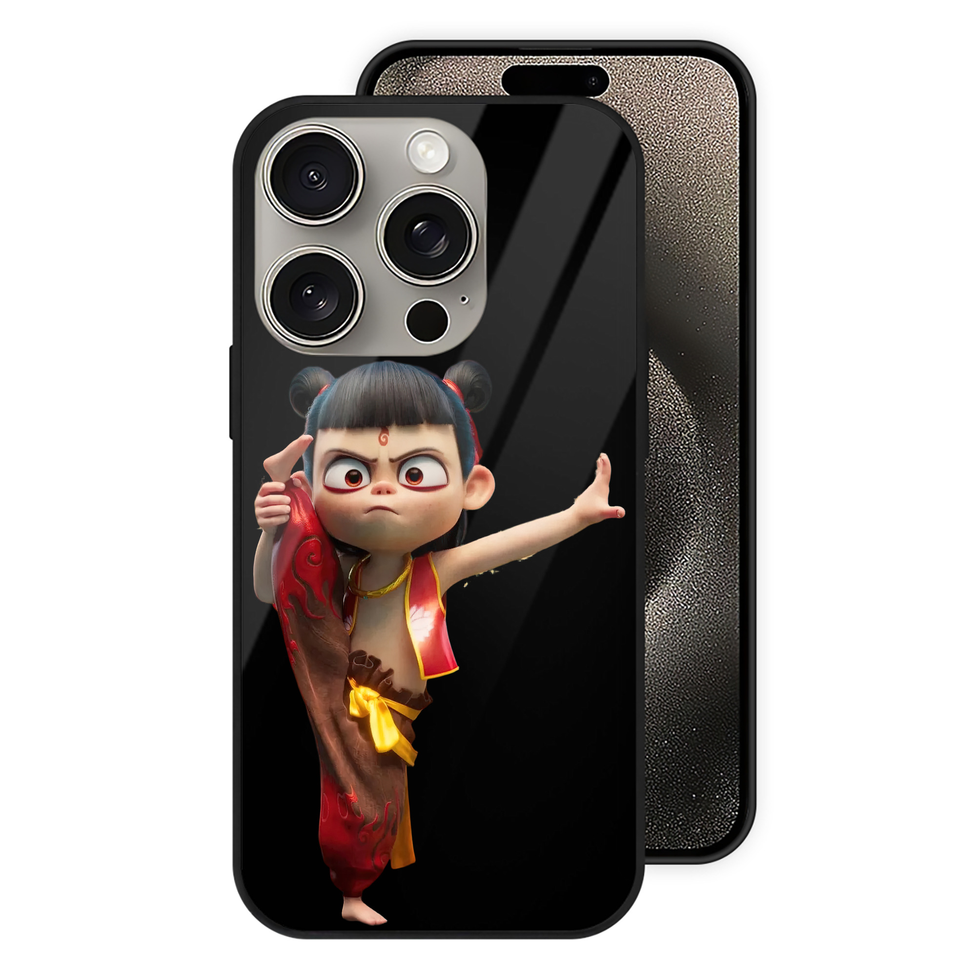 （画像用） Ne Zha 2 ナタ 魔童の大暴れ 【iPhone15Pro対応】スマホケース 耐衝撃＆黄変防止 背面ガラス