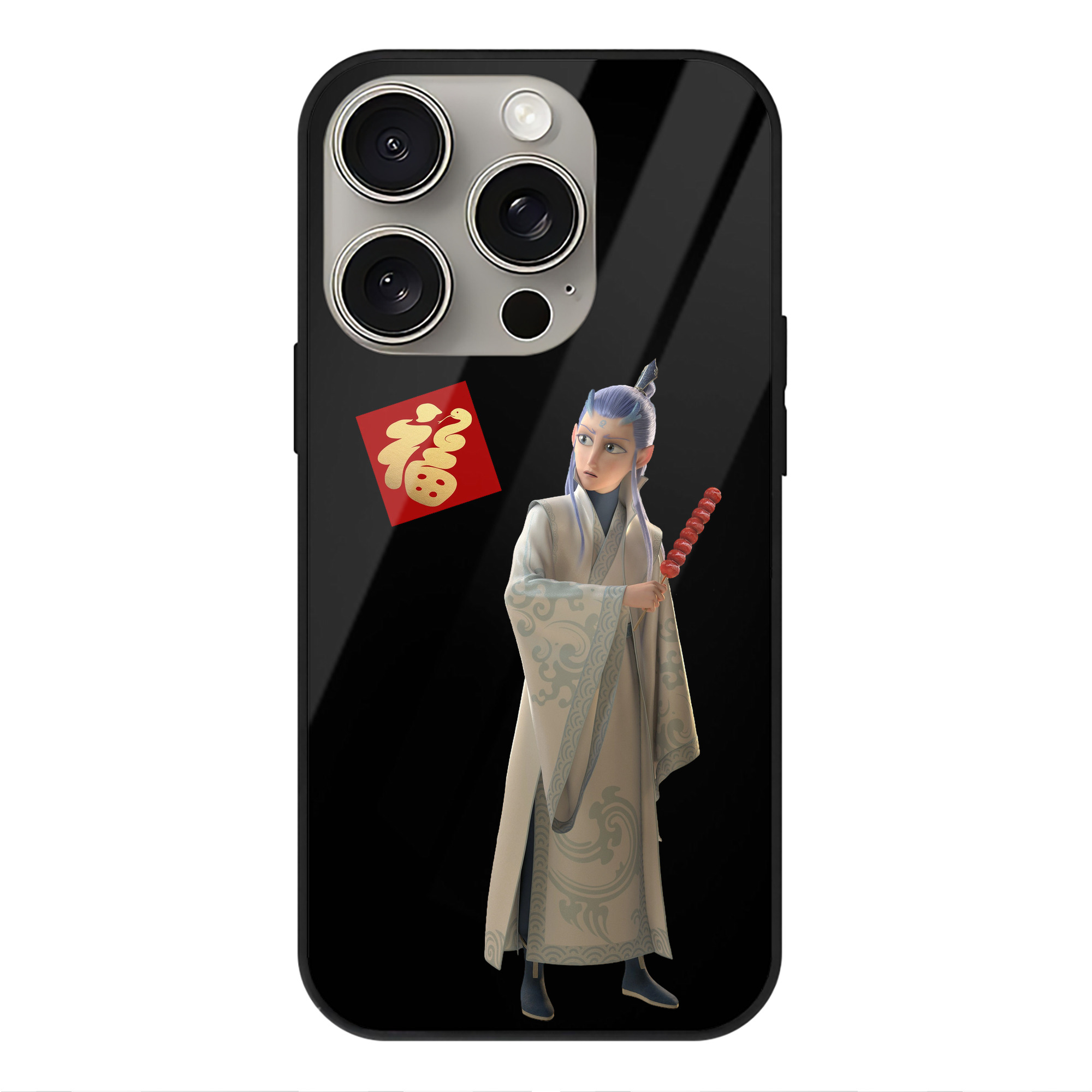 （画像用） Ne Zha 2 ナタ 魔童の大暴れ 【iPhone15Pro対応】スマホケース 耐衝撃＆黄変防止 背面ガラス