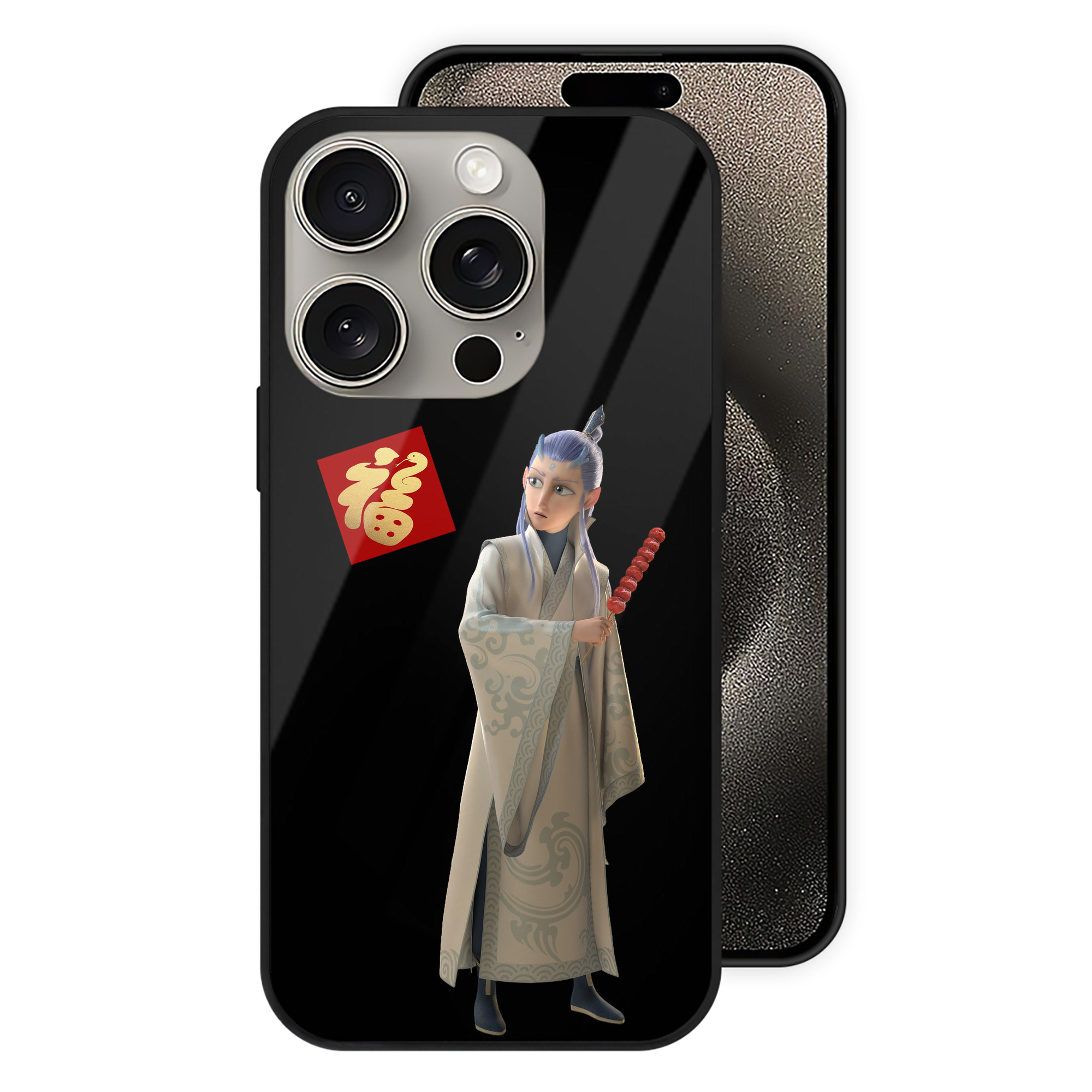（画像用） Ne Zha 2 ナタ 魔童の大暴れ 【iPhone15Pro対応】スマホケース 耐衝撃＆黄変防止 背面ガラス