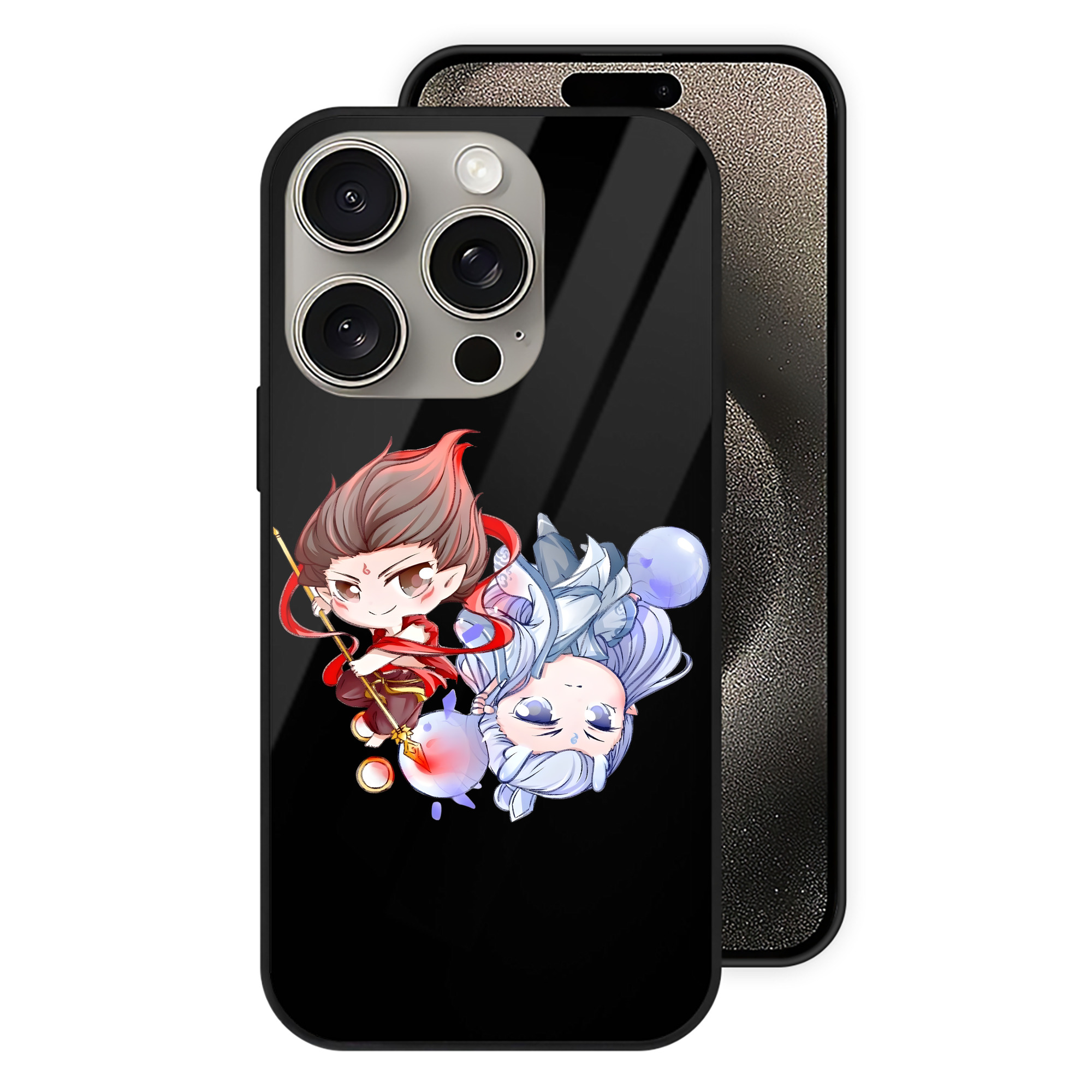 （画像用） Ne Zha 2 ナタ 魔童の大暴れ 【iPhone15Pro対応】スマホケース 耐衝撃＆黄変防止 背面ガラス