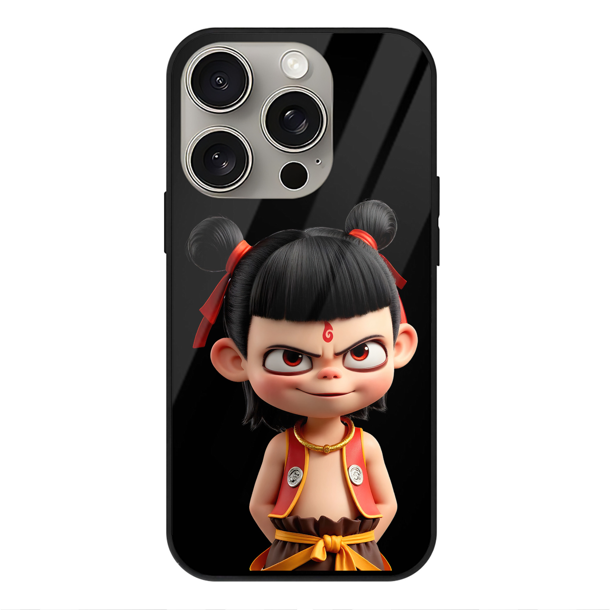 （画像用） Ne Zha 2 ナタ 魔童の大暴れ 【iPhone15Pro対応】スマホケース 耐衝撃＆黄変防止 背面ガラス