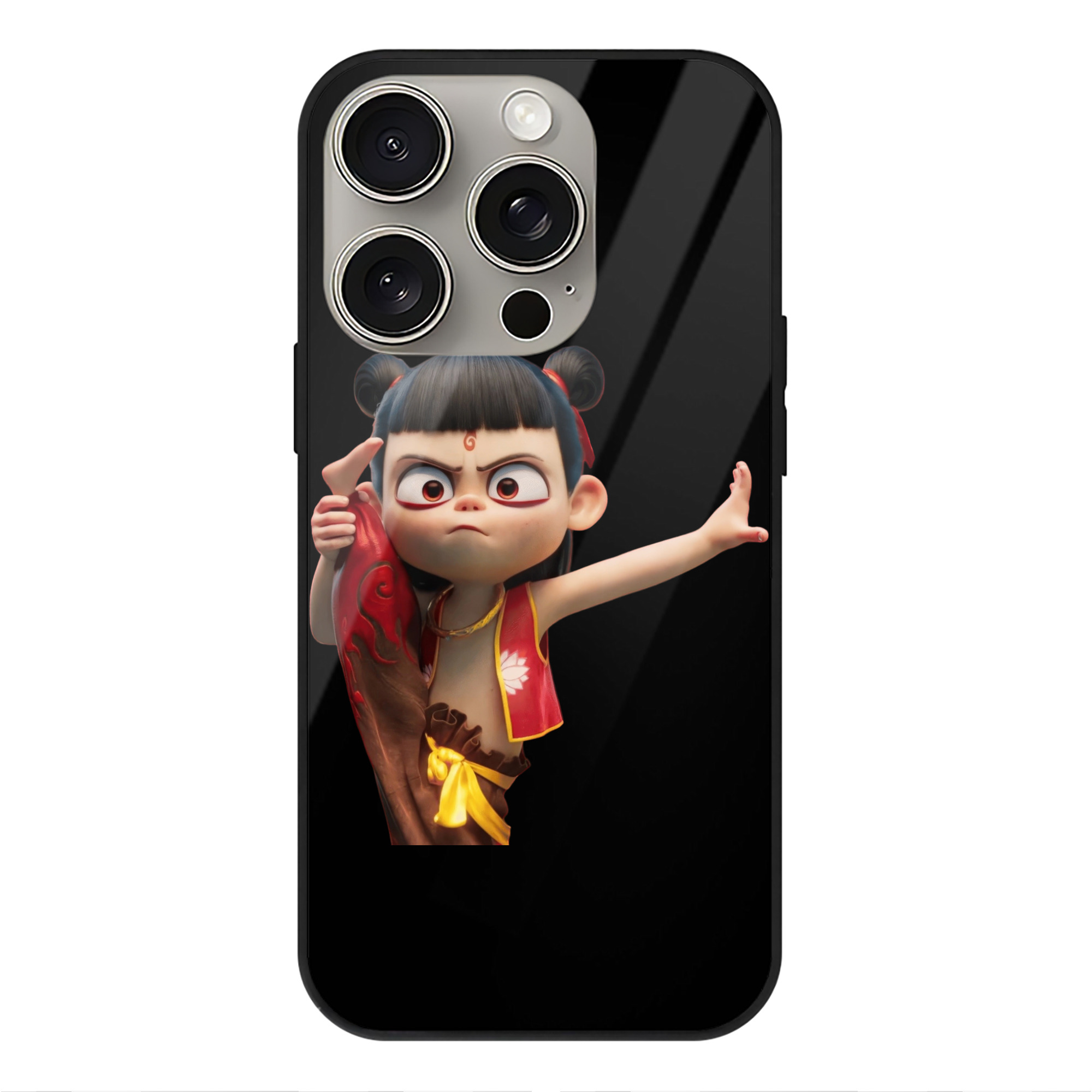 （画像用） Ne Zha 2 ナタ 魔童の大暴れ 【iPhone15Pro対応】スマホケース 耐衝撃＆黄変防止 背面ガラス