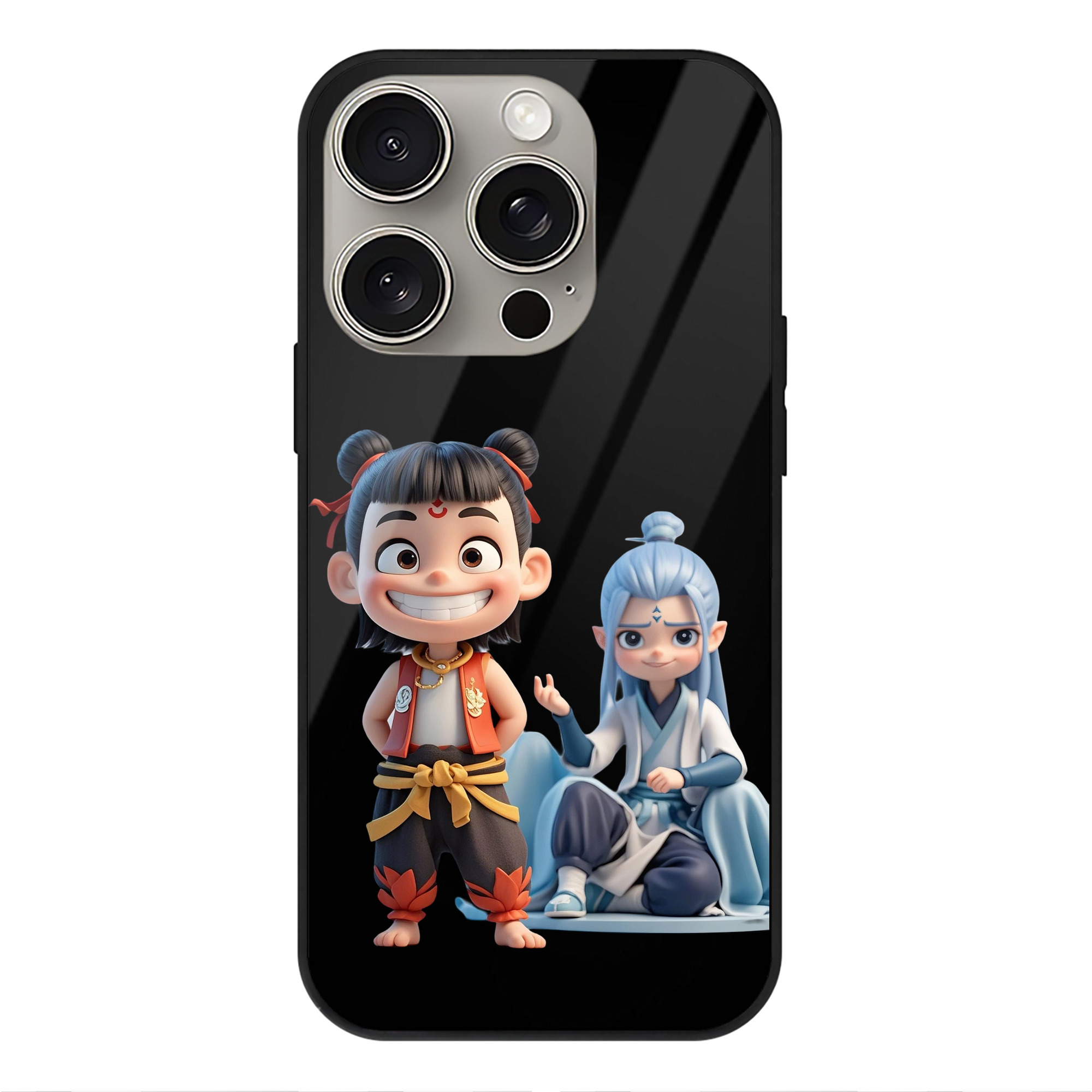 （画像用） Ne Zha 2 ナタ 魔童の大暴れ 【iPhone15Pro対応】スマホケース 耐衝撃＆黄変防止 背面ガラス