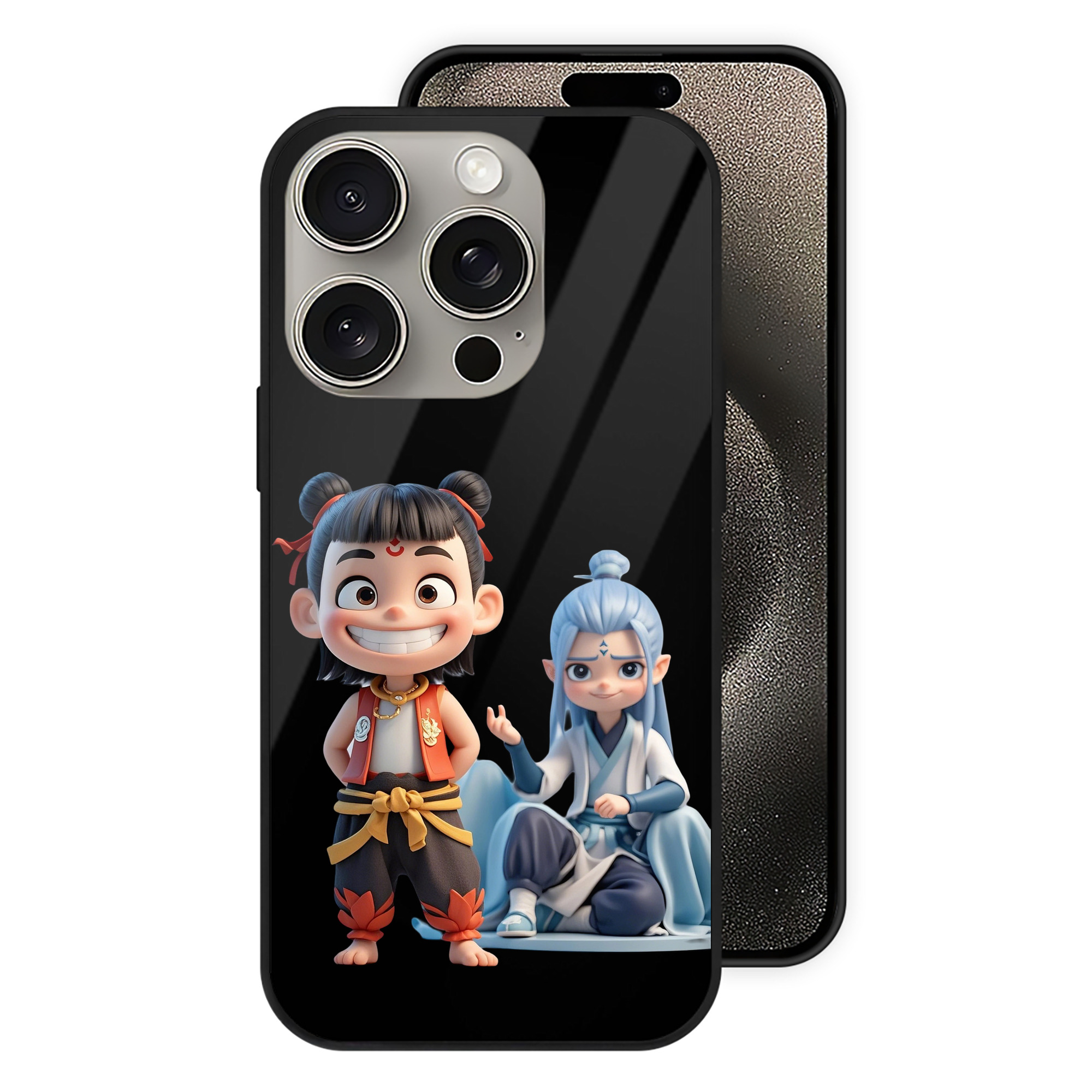 （画像用） Ne Zha 2 ナタ 魔童の大暴れ 【iPhone15Pro対応】スマホケース 耐衝撃＆黄変防止 背面ガラス