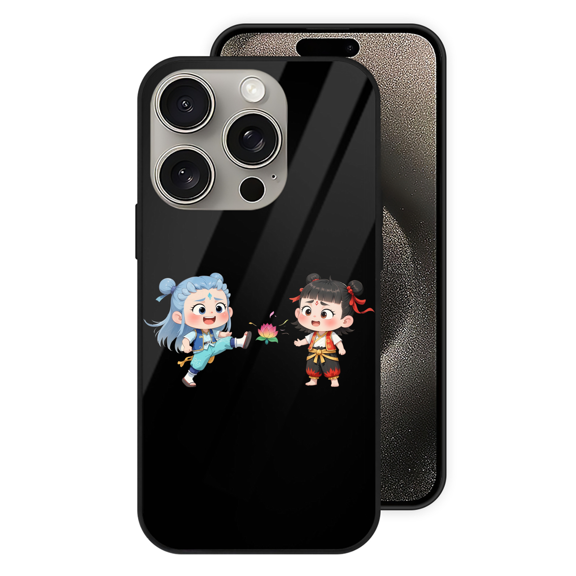 （画像用） Ne Zha 2 ナタ 魔童の大暴れ 【iPhone15Pro対応】スマホケース 耐衝撃＆黄変防止 背面ガラス