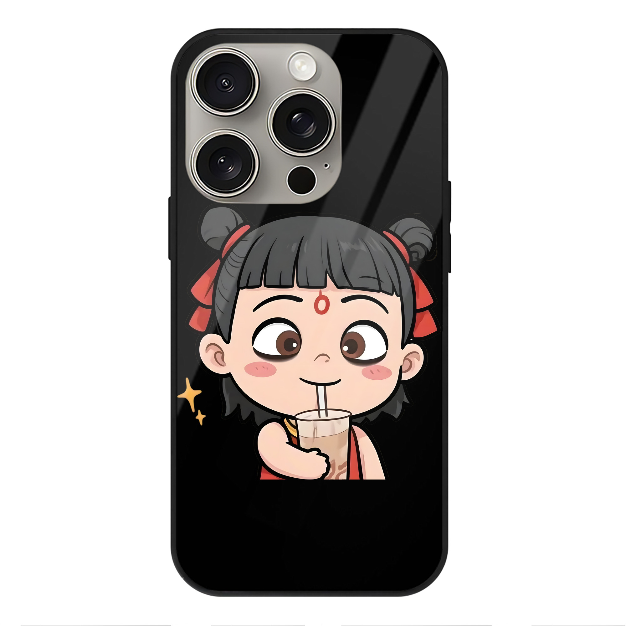 （画像用） Ne Zha 2 ナタ 魔童の大暴れ 【iPhone15Pro対応】スマホケース 耐衝撃＆黄変防止 背面ガラス