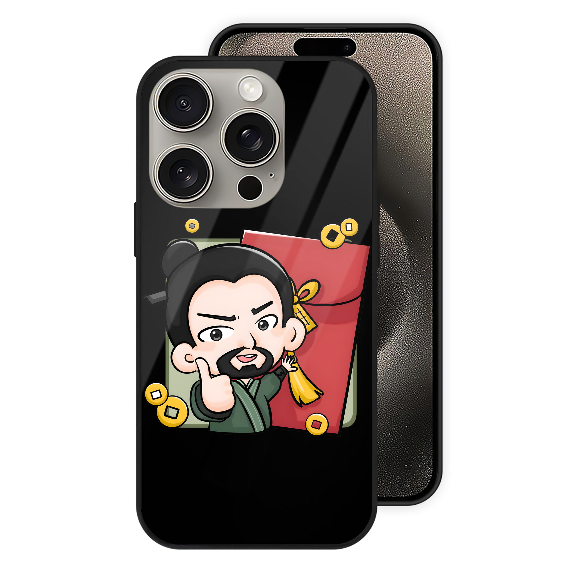 （画像用） Ne Zha 2 ナタ 魔童の大暴れ 【iPhone15Pro対応】スマホケース 耐衝撃＆黄変防止 背面ガラス