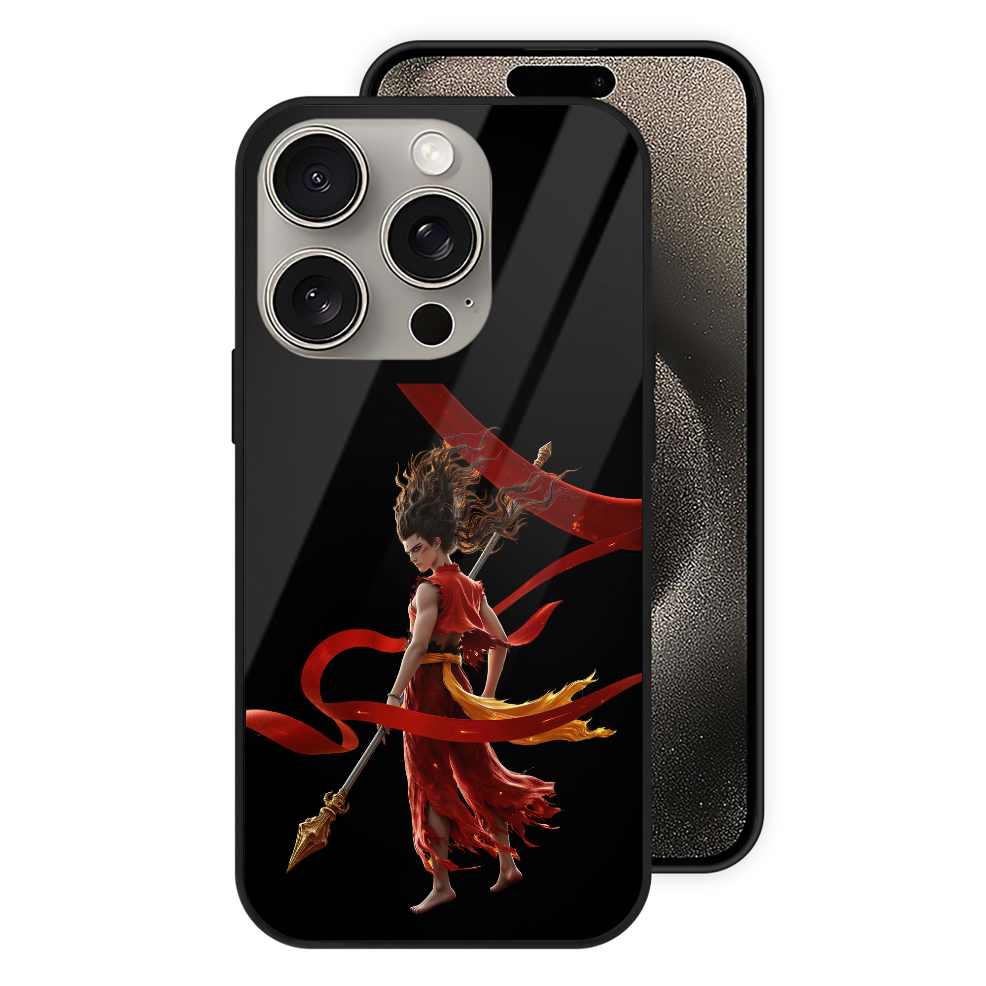 （画像用） Ne Zha 2 ナタ 魔童の大暴れ 【iPhone15Pro対応】スマホケース 耐衝撃＆黄変防止 背面ガラス