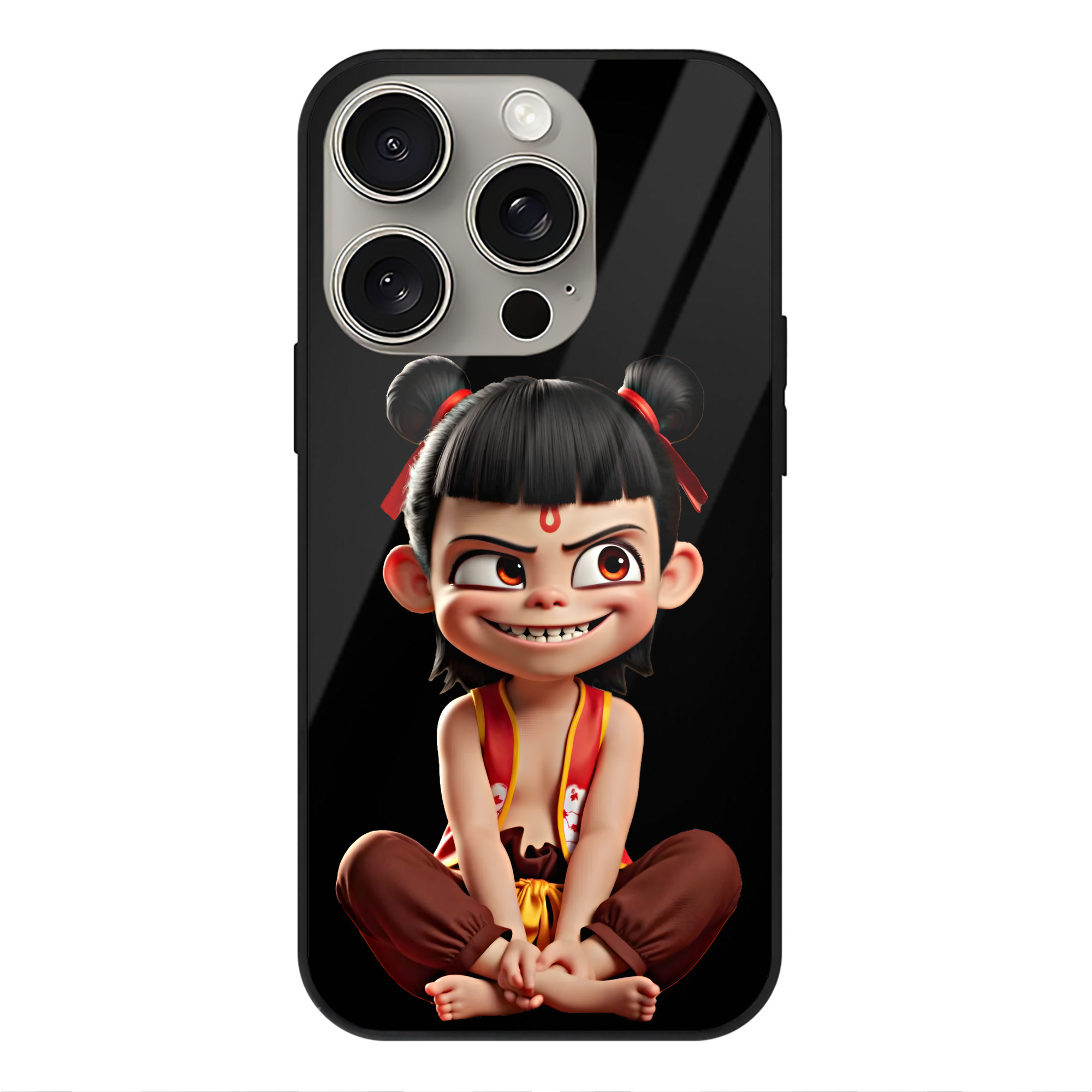 （画像用） Ne Zha 2 ナタ 魔童の大暴れ 【iPhone15Pro対応】スマホケース 耐衝撃＆黄変防止 背面ガラス